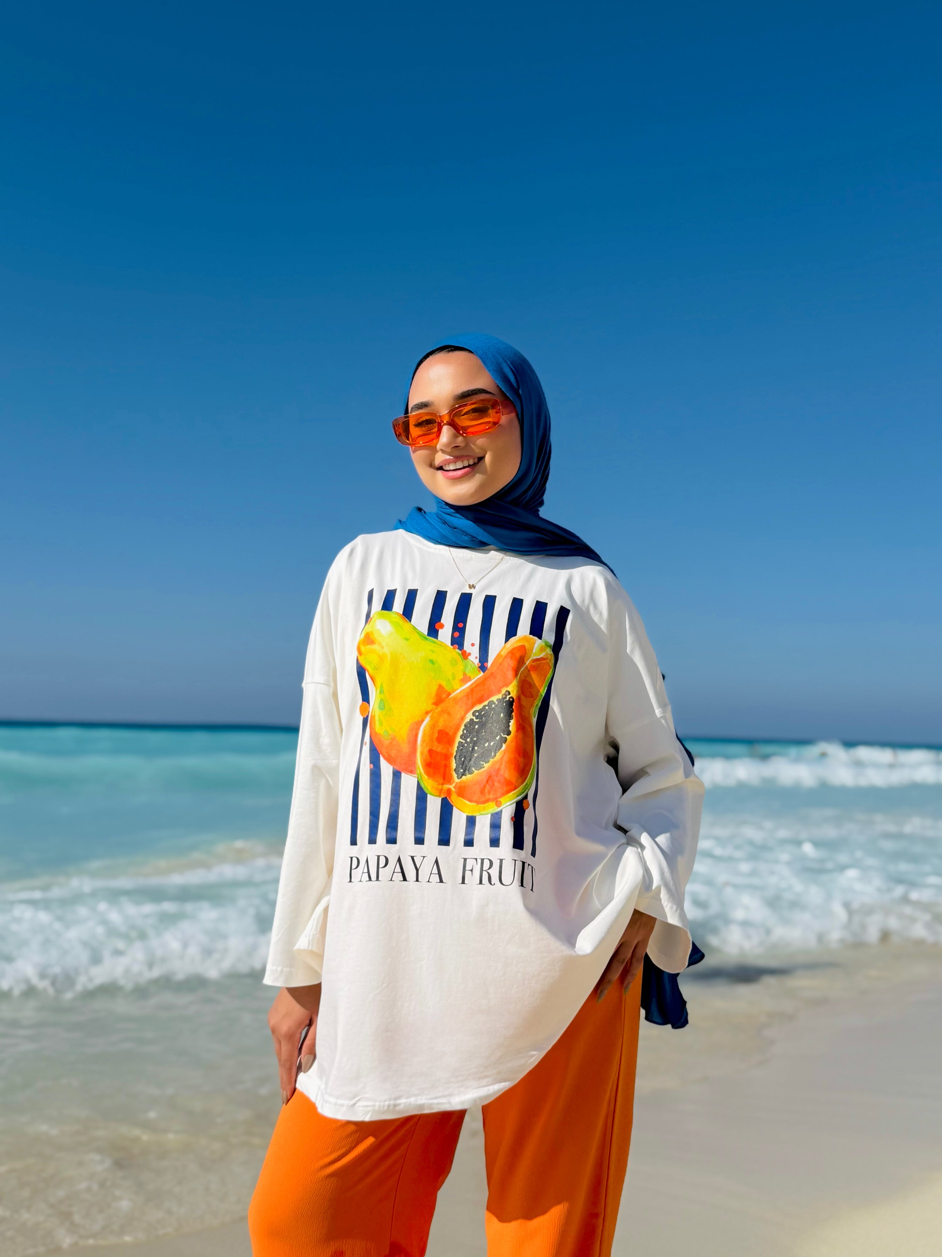 Papaya Cream Long T-Shirt