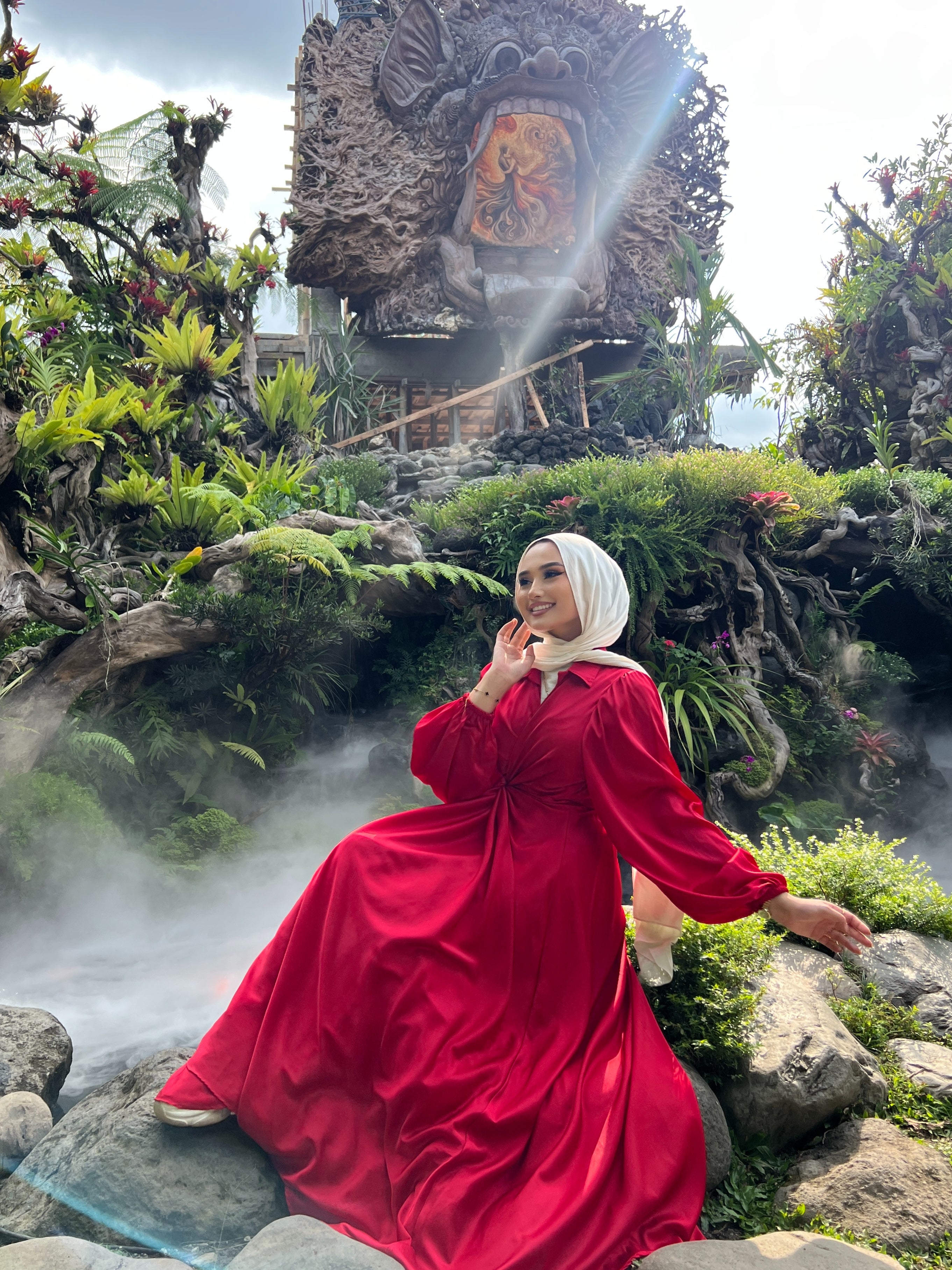 Wrap It Ruffle Dress Cherry