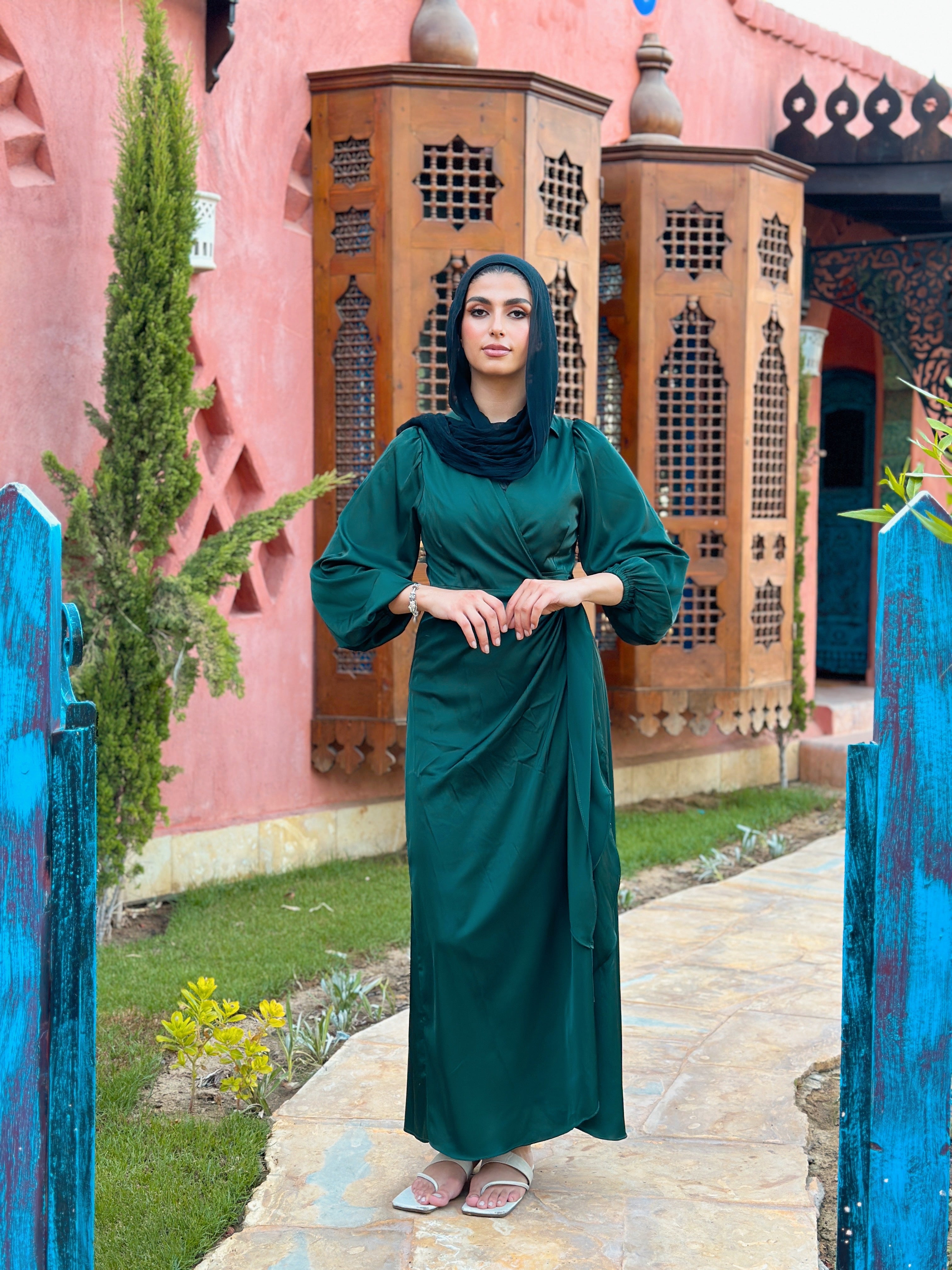New Silky Cardress Dress Emerald Green