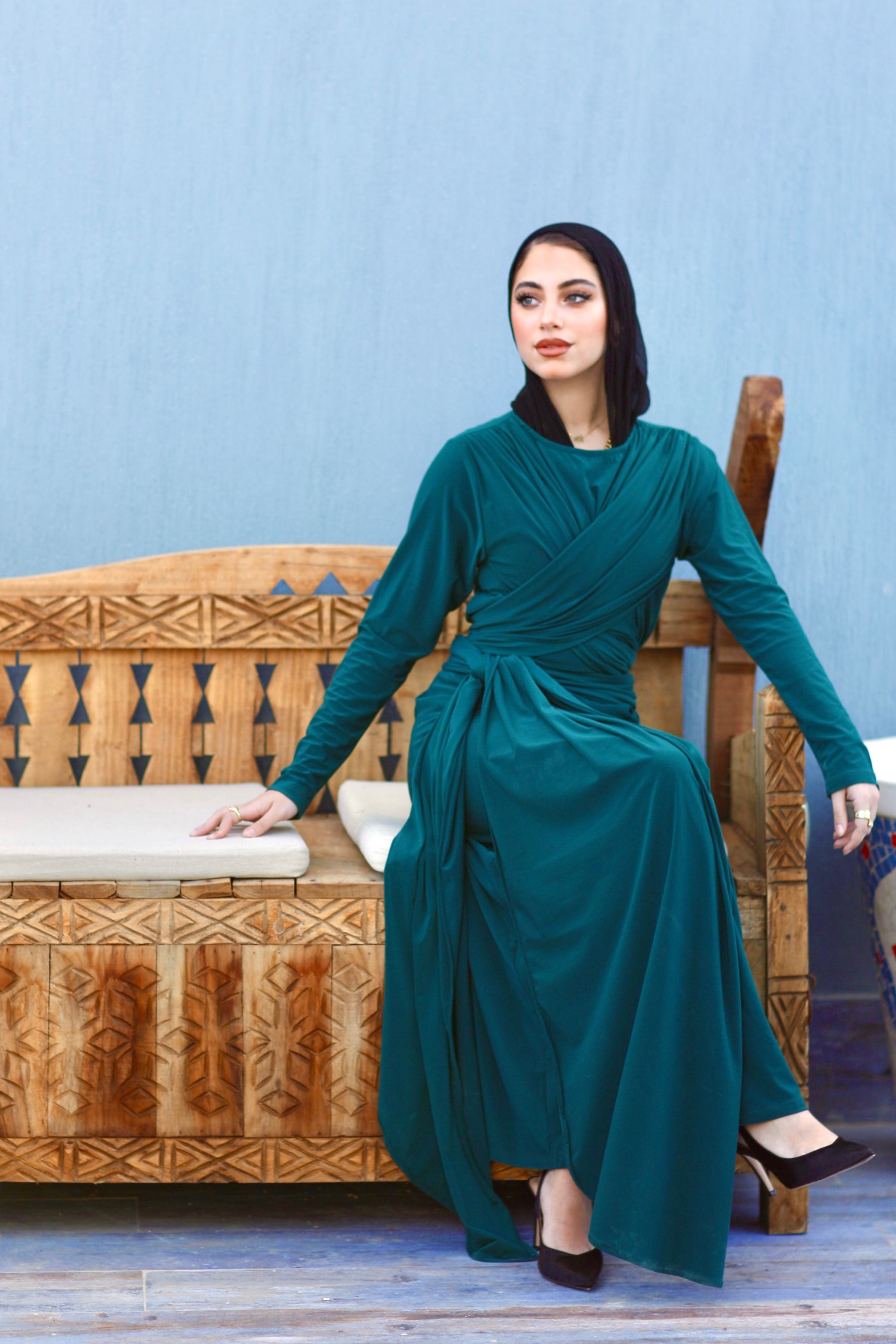 The Infinity Wrap Dress Emerald Green