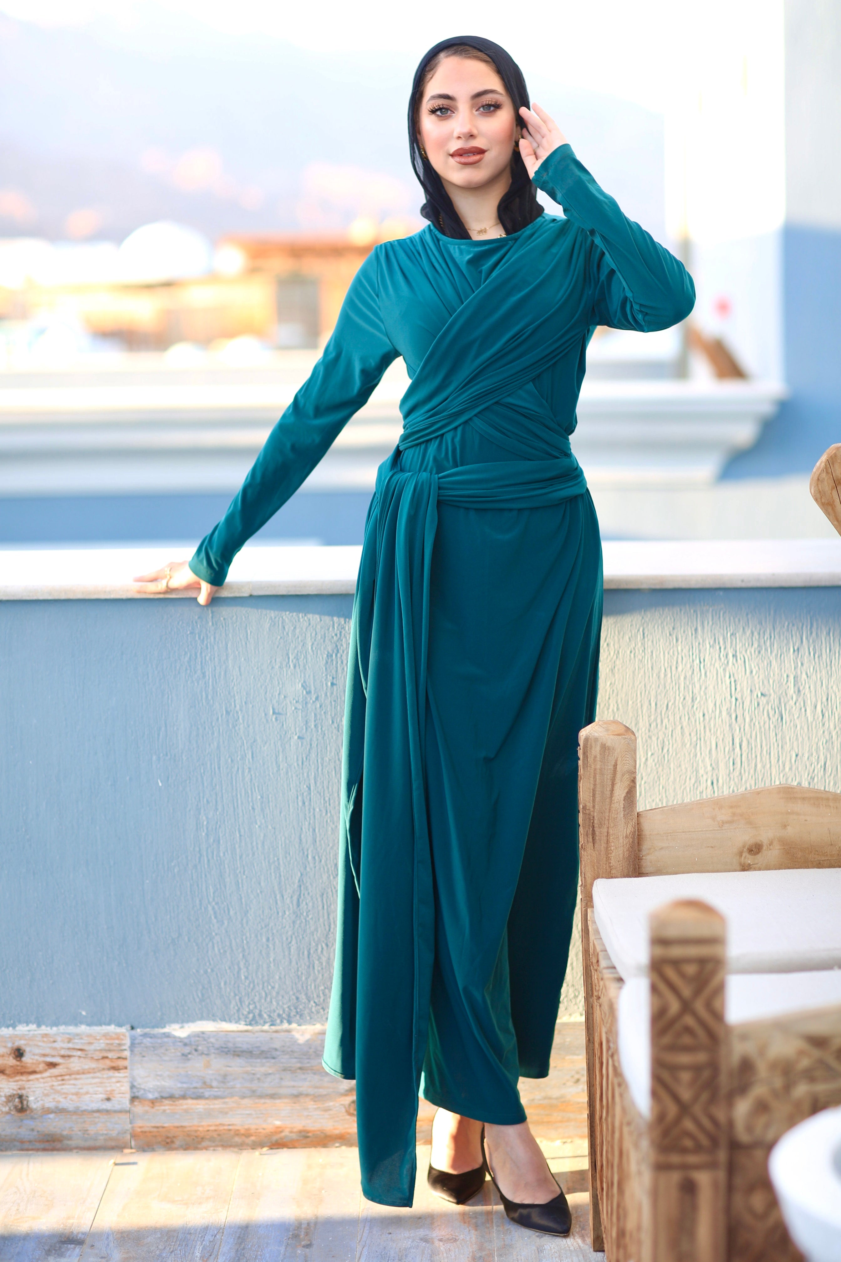 The Infinity Wrap Dress Emerald Green