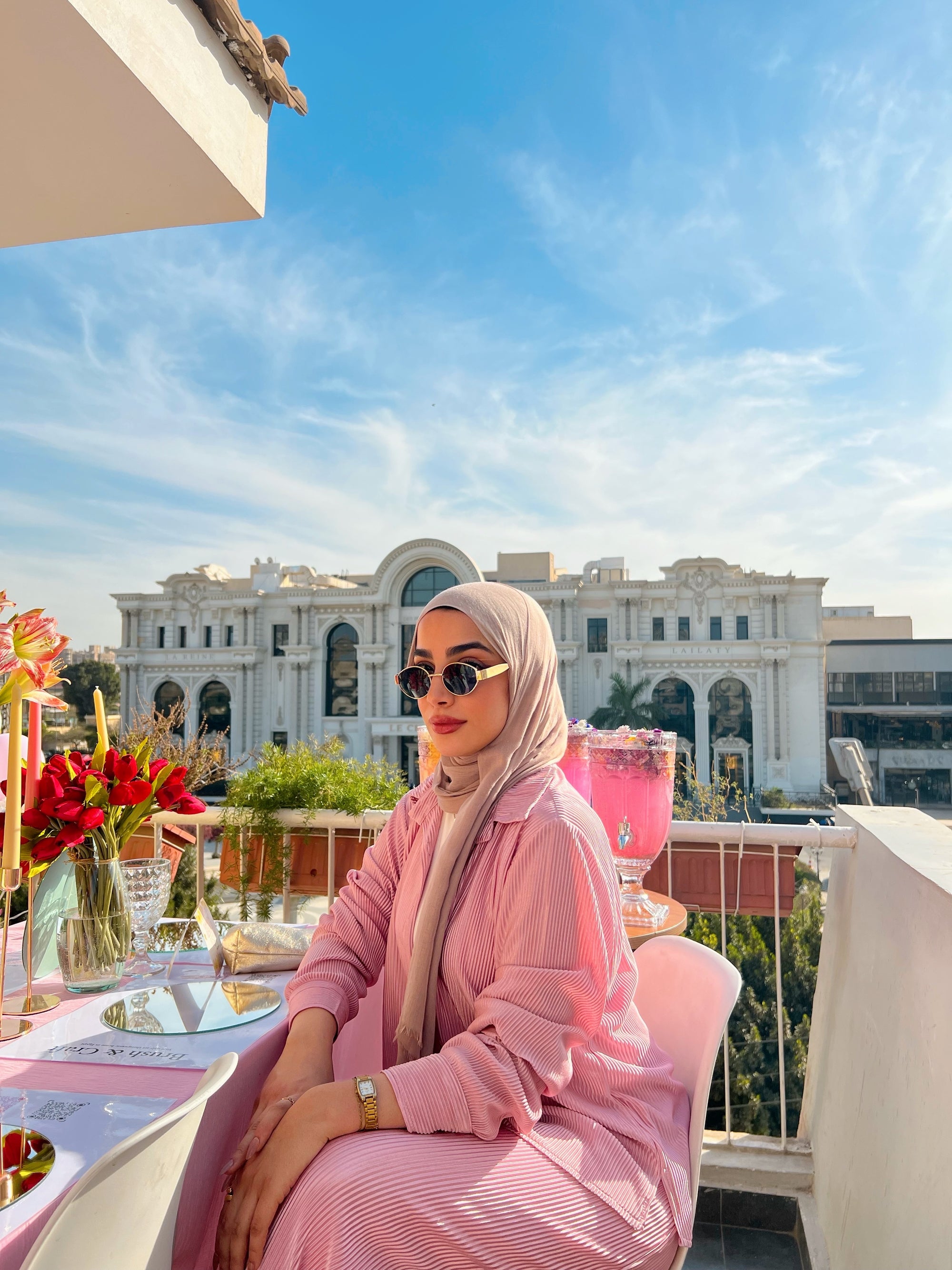 Plisse Set Shirt Rose