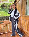 Casual Trims Pants Black X Cream