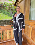Casual Trims Pants Black X Cream
