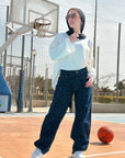 Distressed Balloon Denim