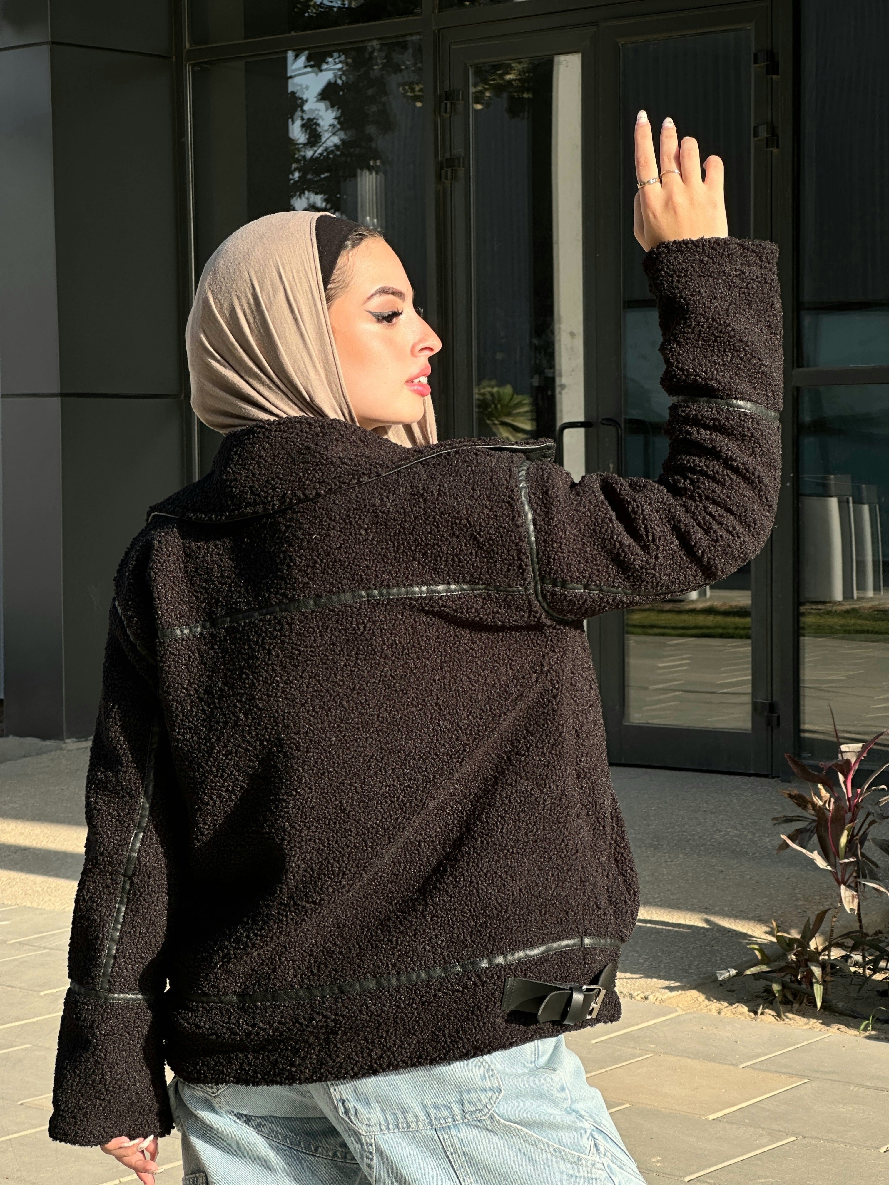 Teddy Leather 2 in 1 Jacket Midnight