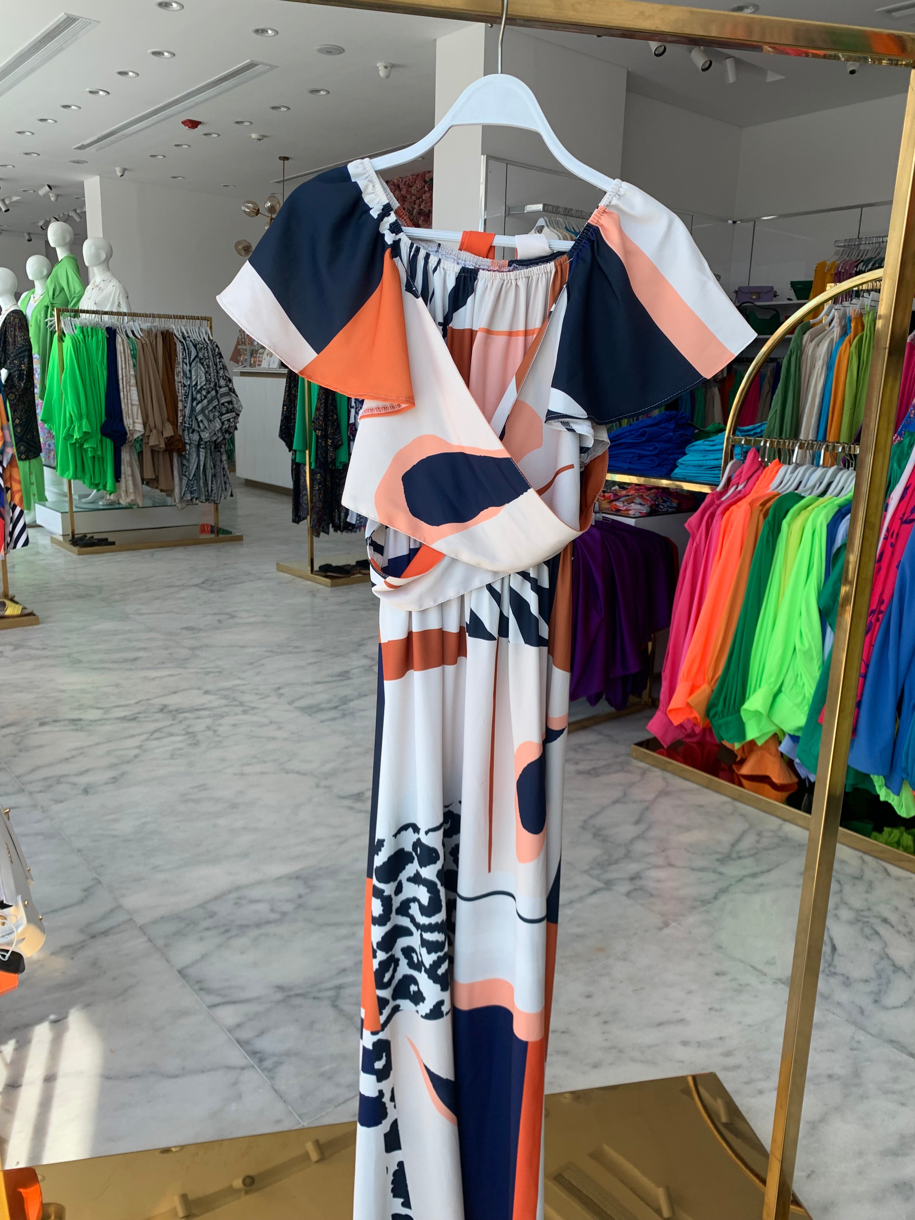 Long Split Dress Abstract Leo