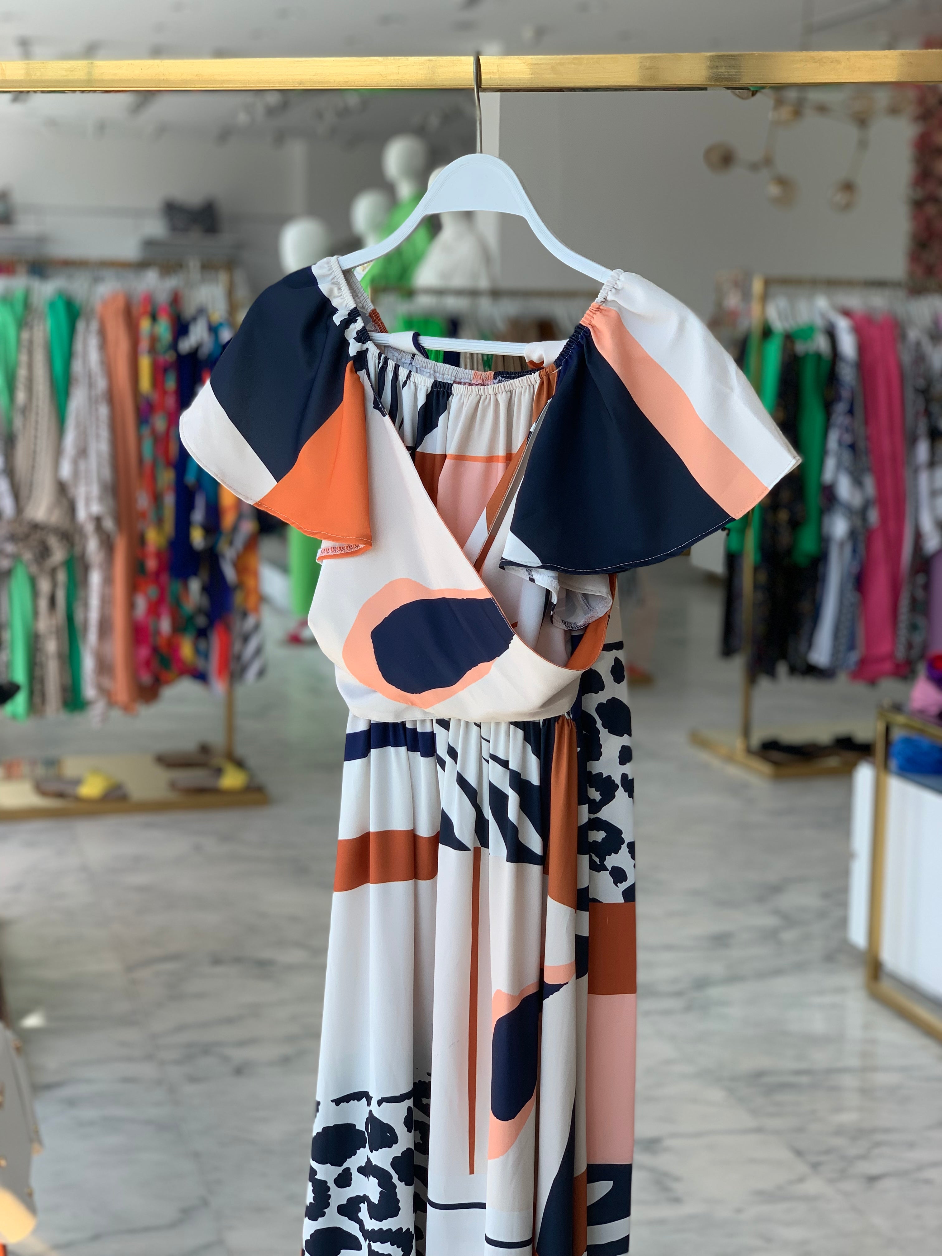 Long Split Dress Abstract Leo