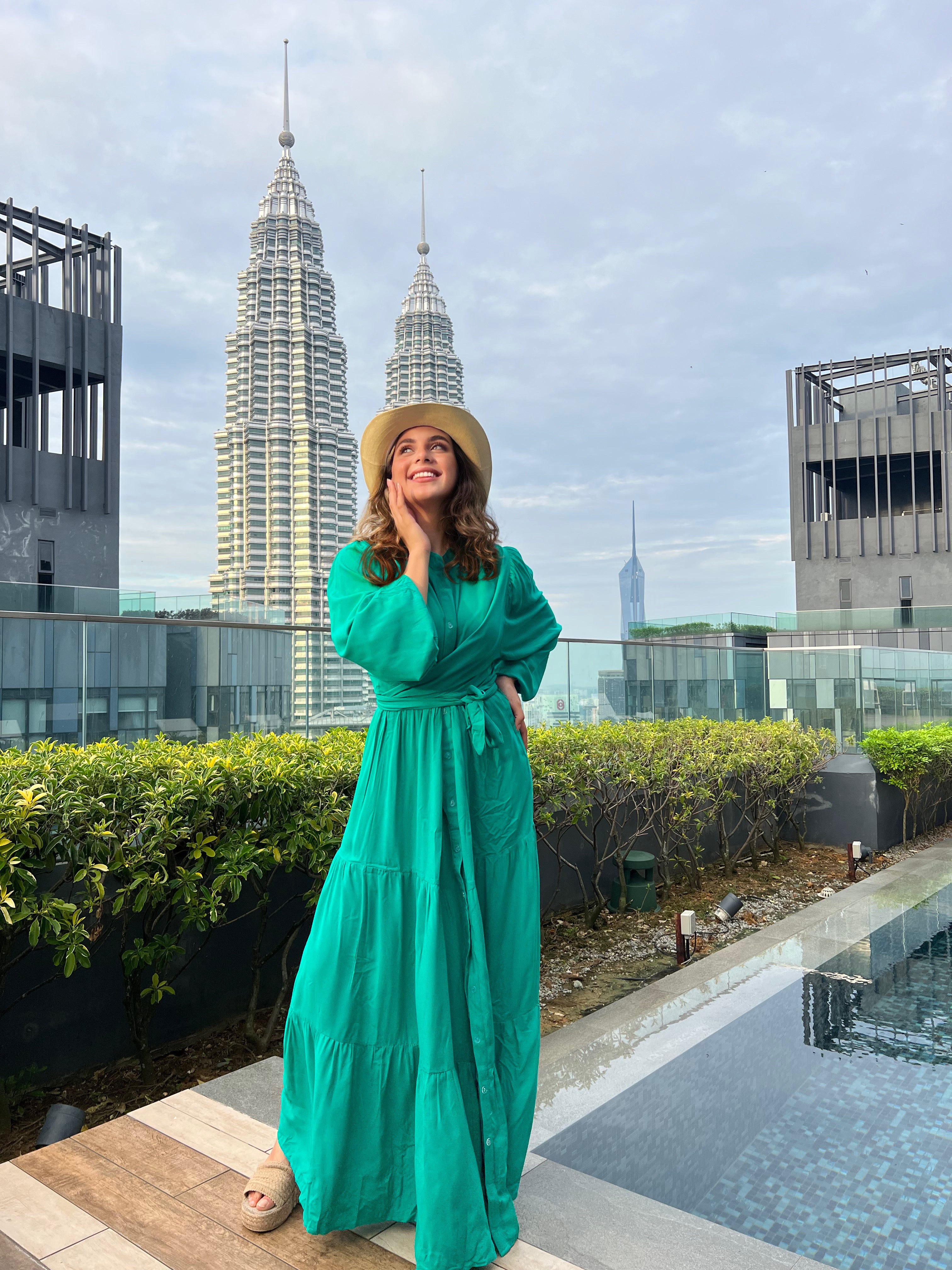 Layered Wrap Dress Seafoam Green