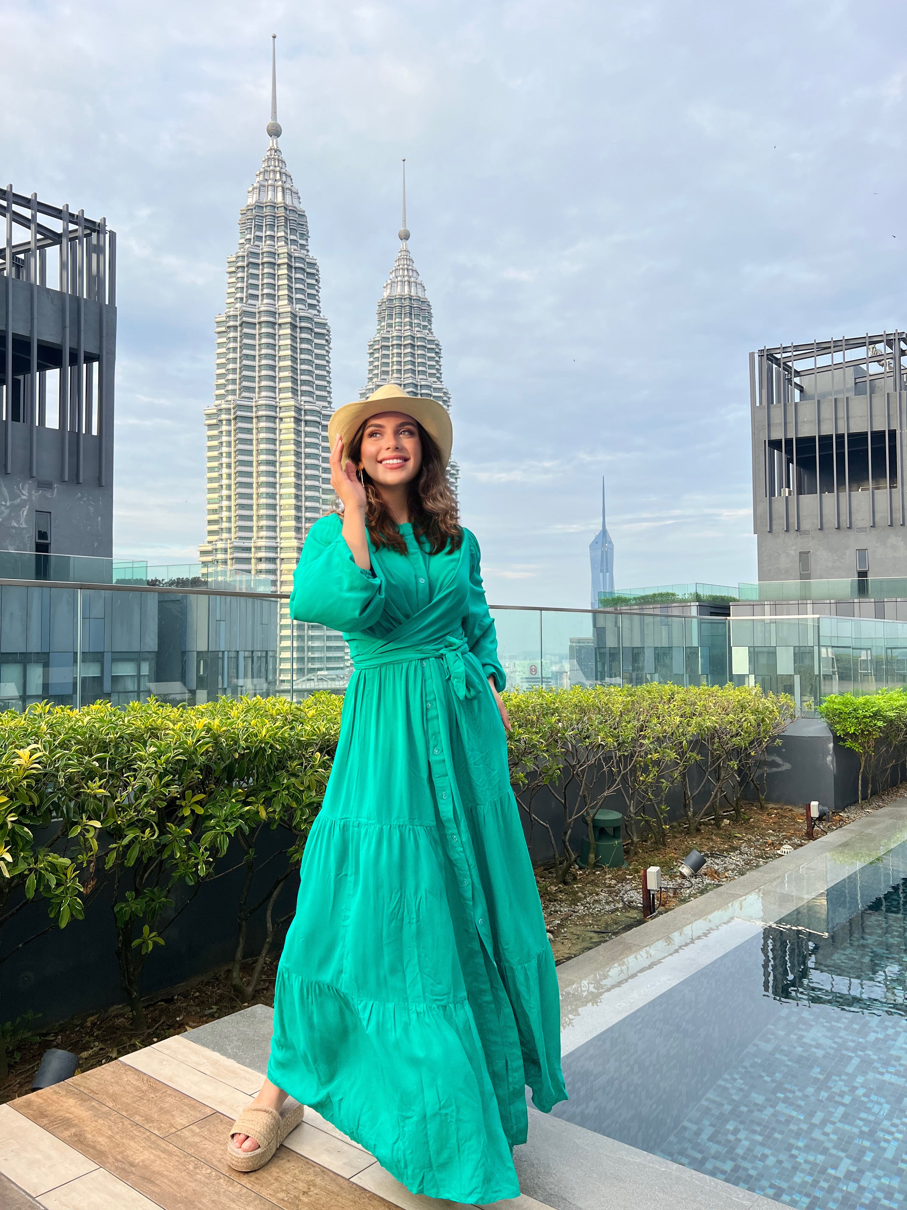 Layered Wrap Dress Seafoam Green