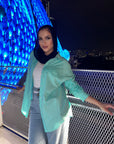 Basic Pocketed Shirt Aqua Blue