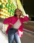 Basic Pocketed Shirt Fuchsia