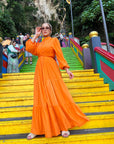 Layered Wrap Dress Orange