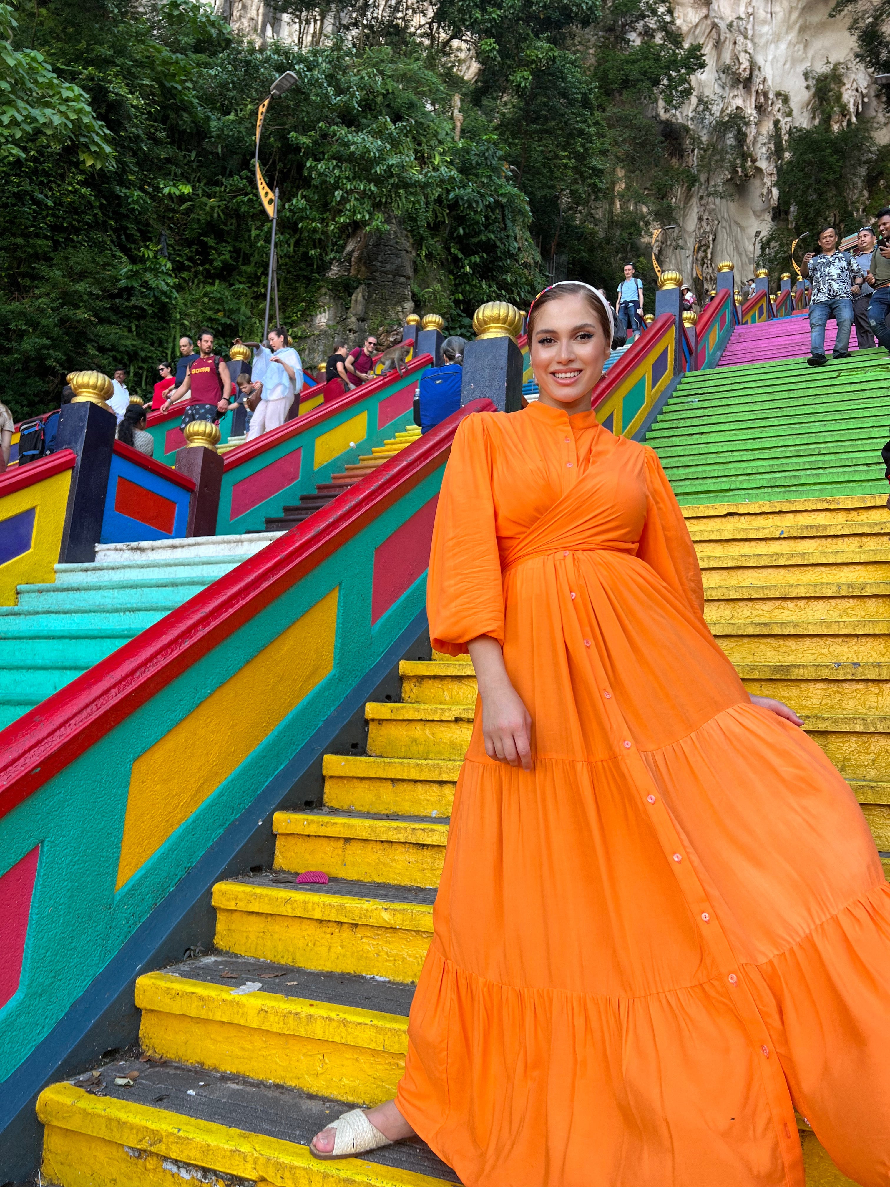 Layered Wrap Dress Orange