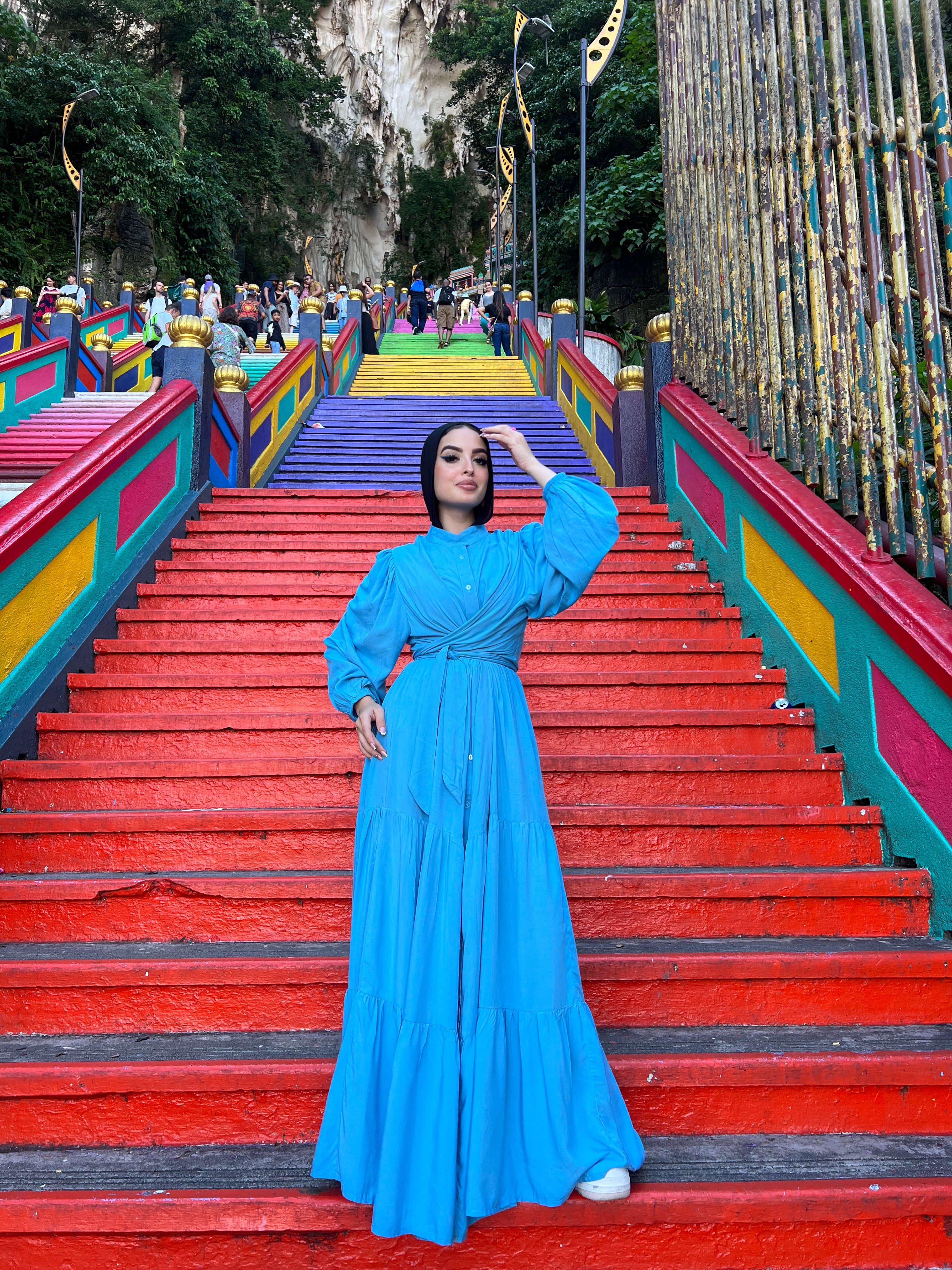 Layered Wrap Dress Baby Blue