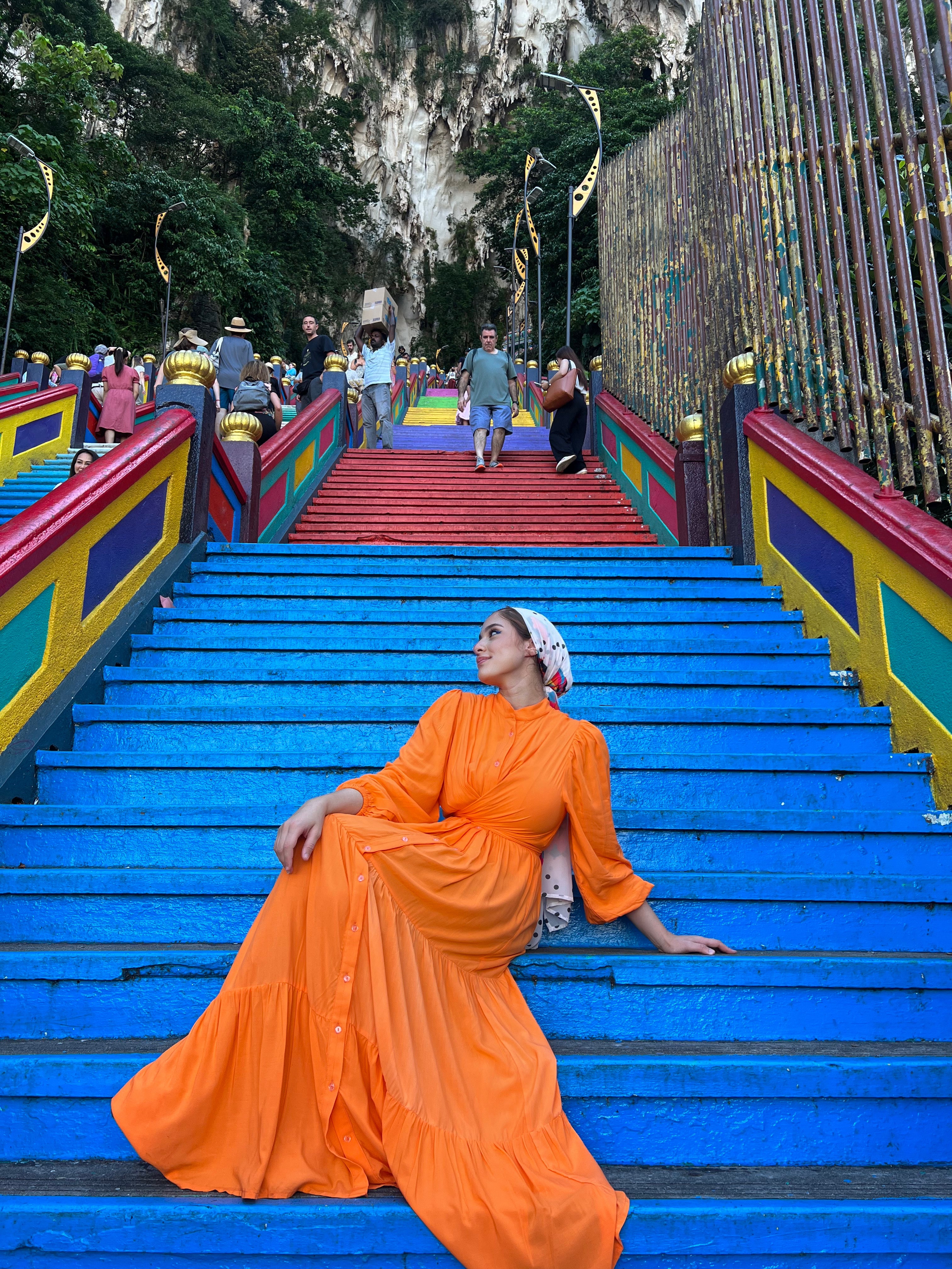 Layered Wrap Dress Orange