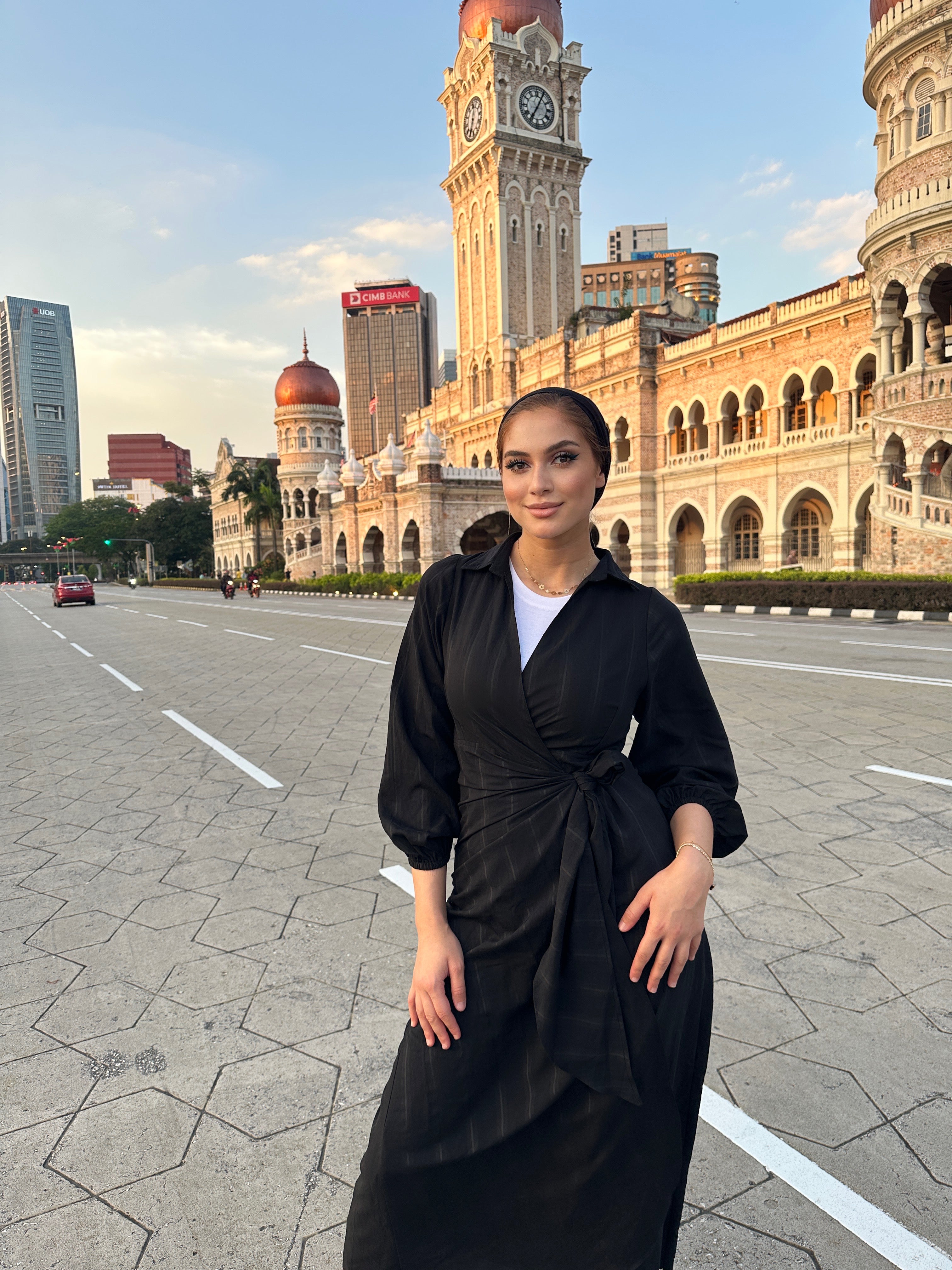 Wrap It Dress Stripy Black