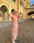 Wrap It dress Stripy Nude Pink