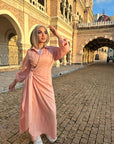 Wrap It dress Stripy Nude Pink
