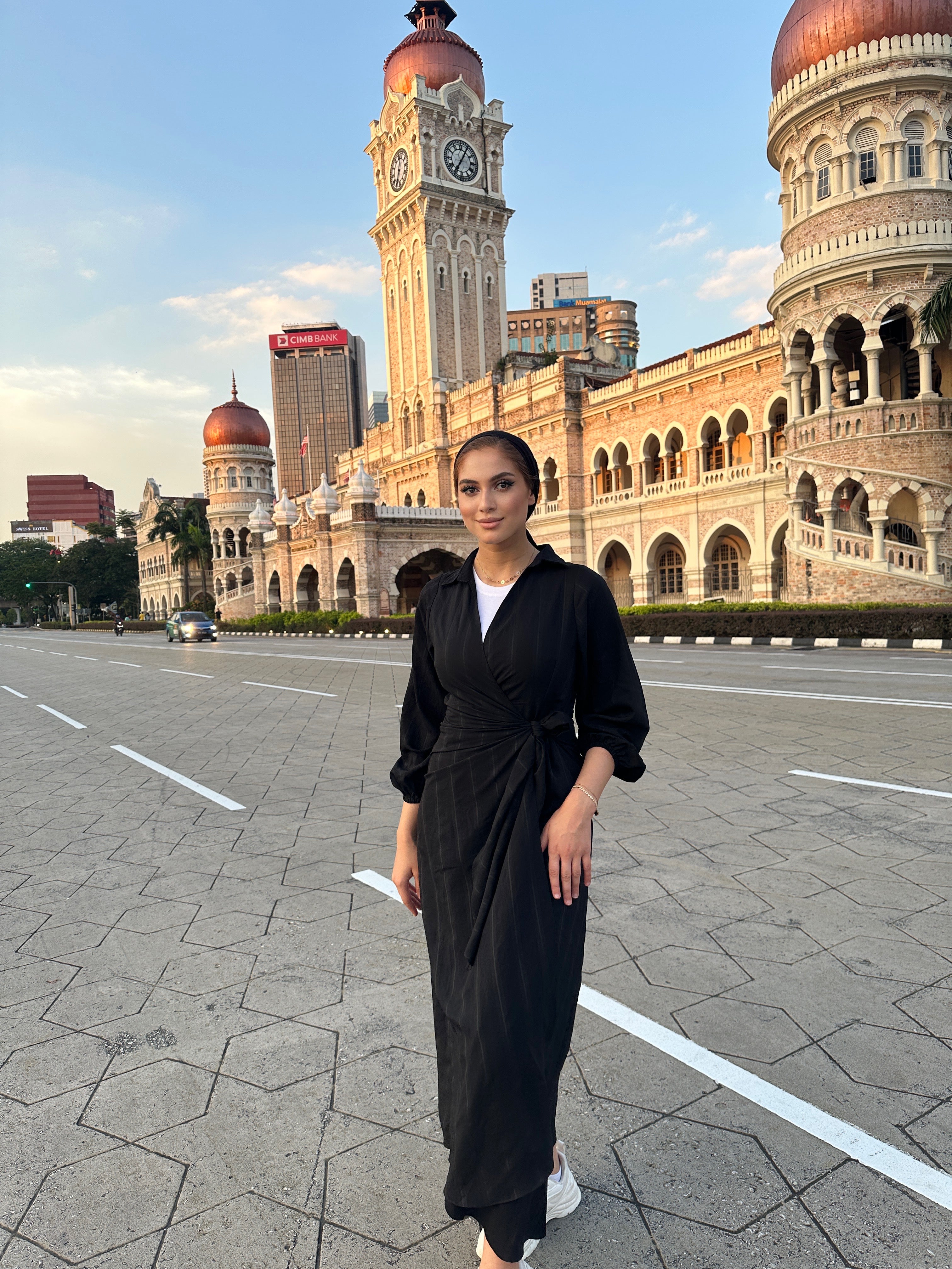 Wrap It Dress Stripy Black