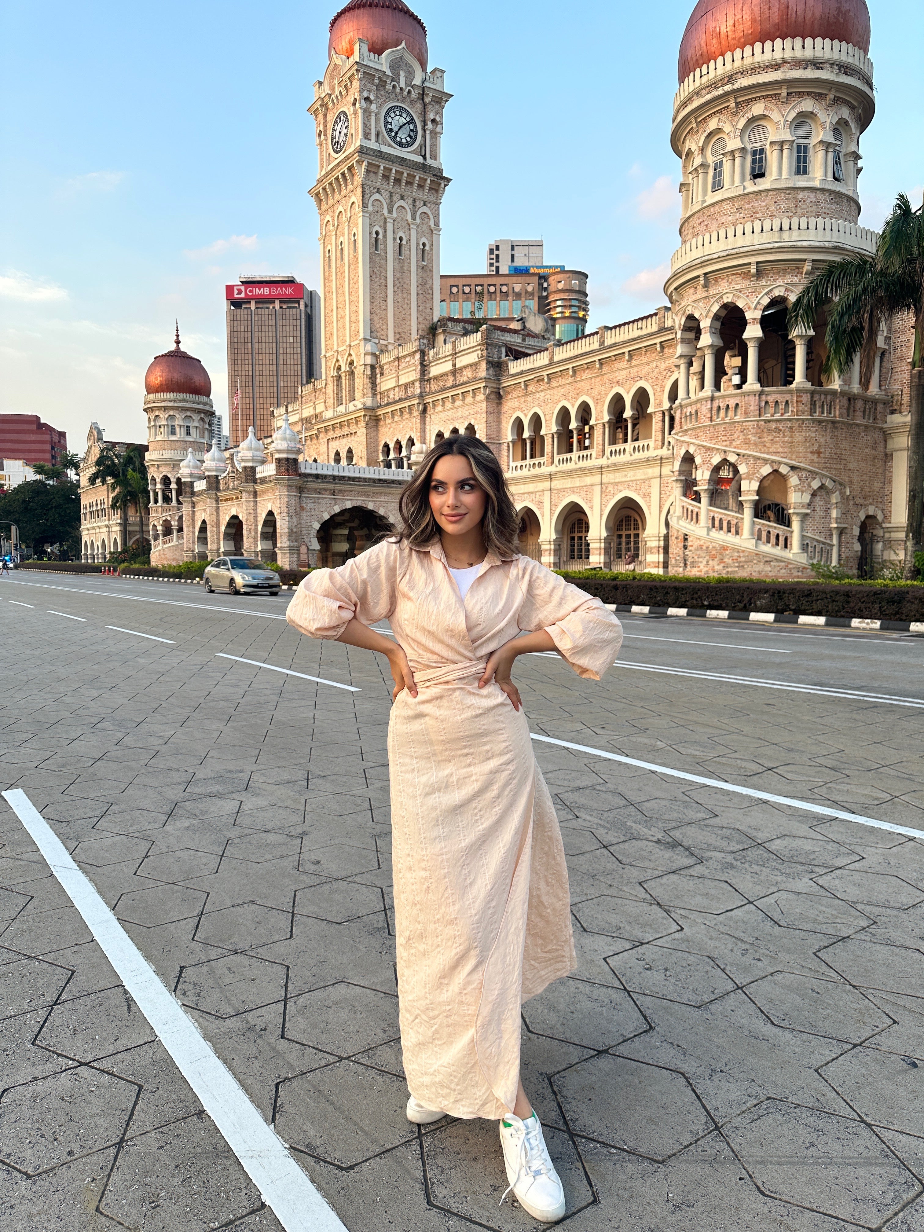 Wrap It dress Stripy Oatmeal