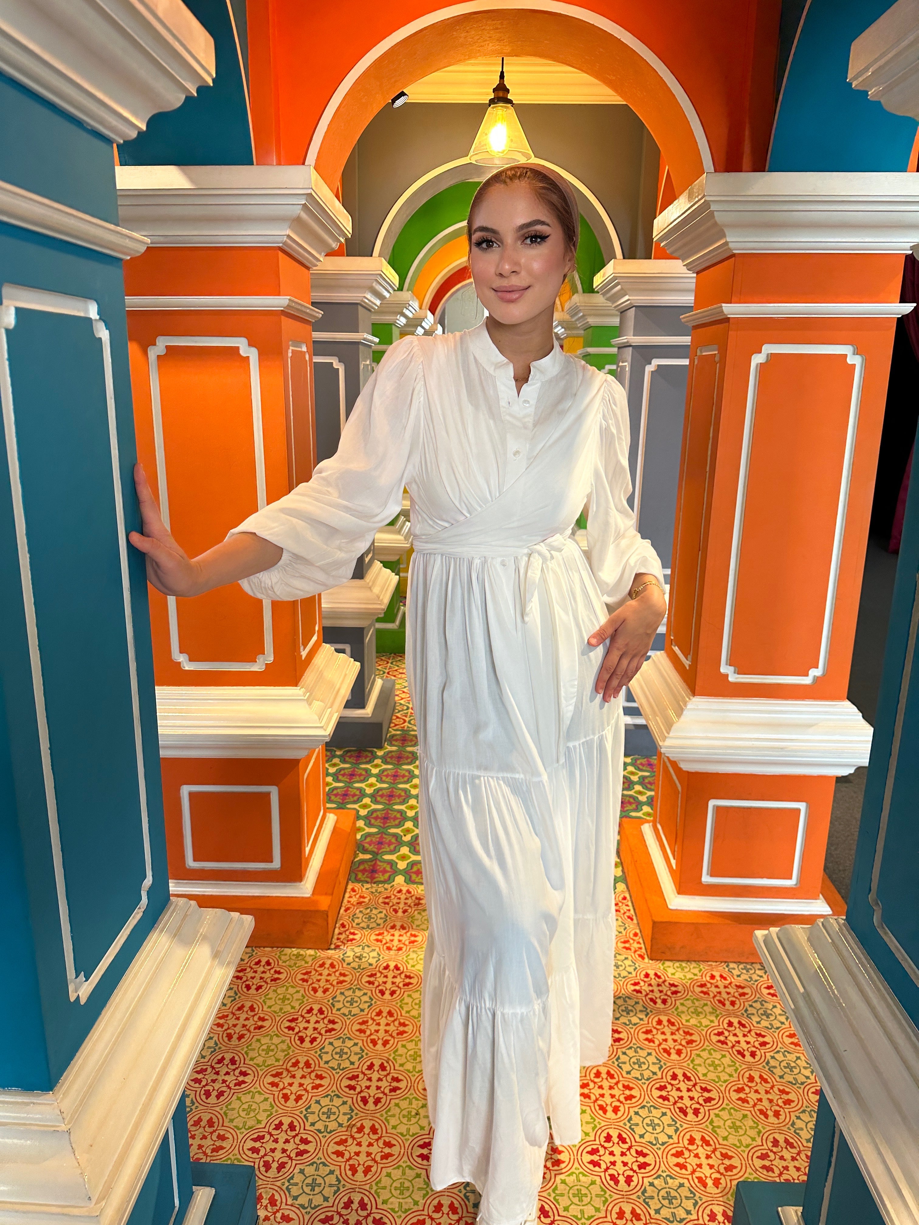 Layered Wrap Dress Cream