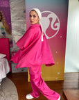 Silky Cargo Pants Fuchsia