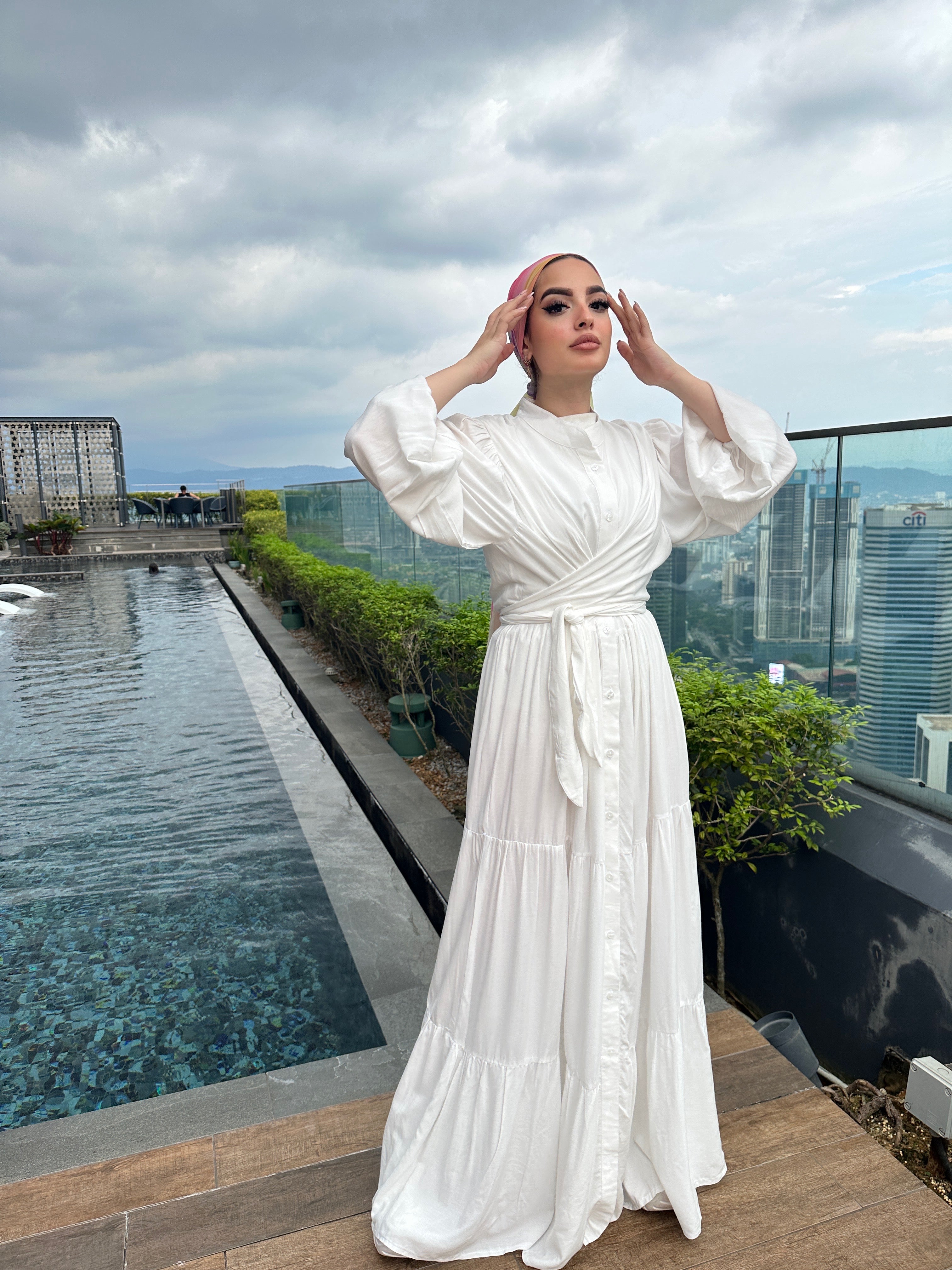 Layered Wrap Dress Cream