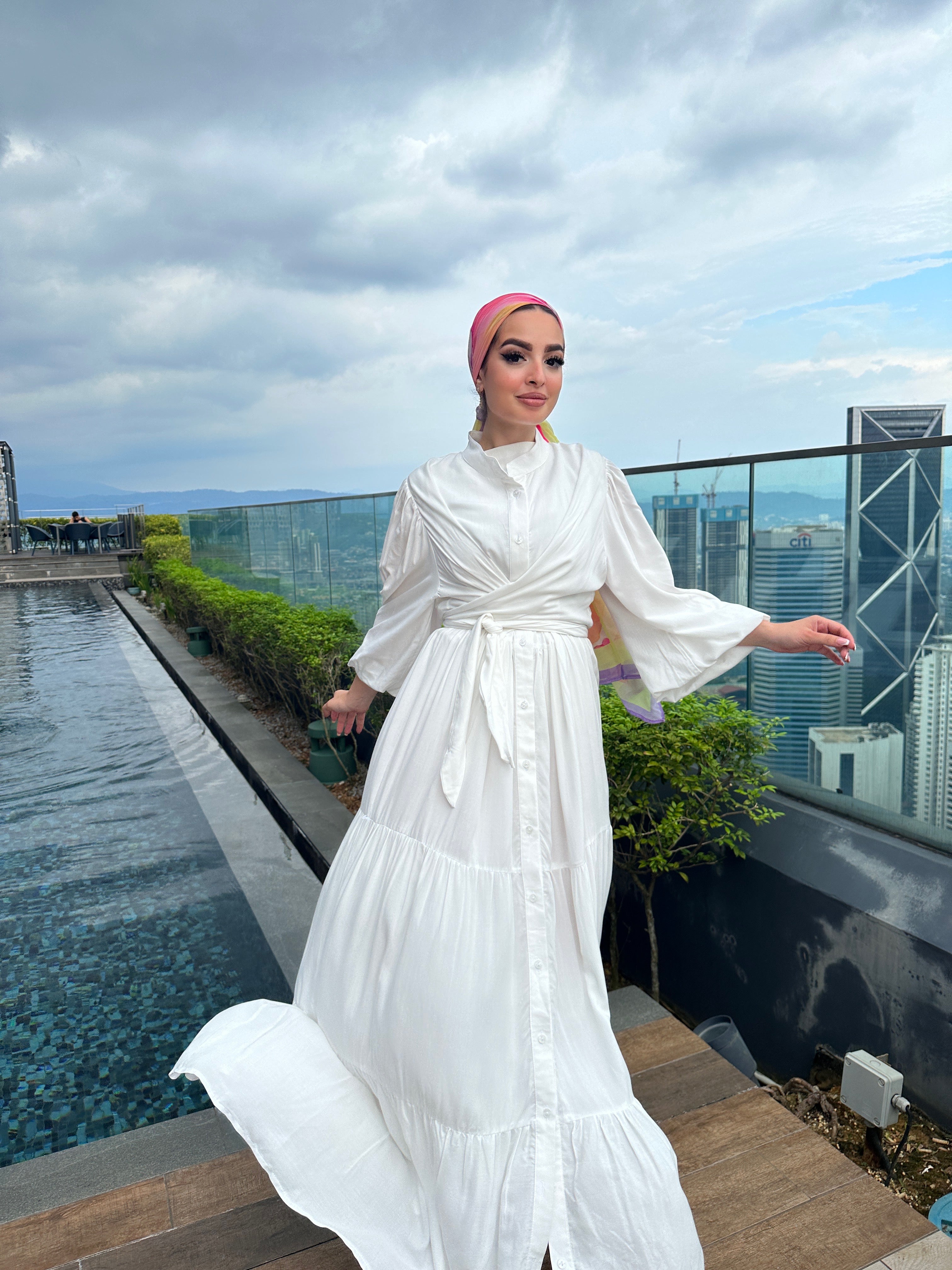 Layered Wrap Dress Cream