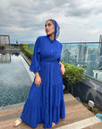 Layered Wrap Dress Royal Blue