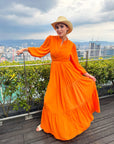 Layered Wrap Dress Orange