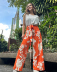 Uni Floral Wrap It Pants Orange