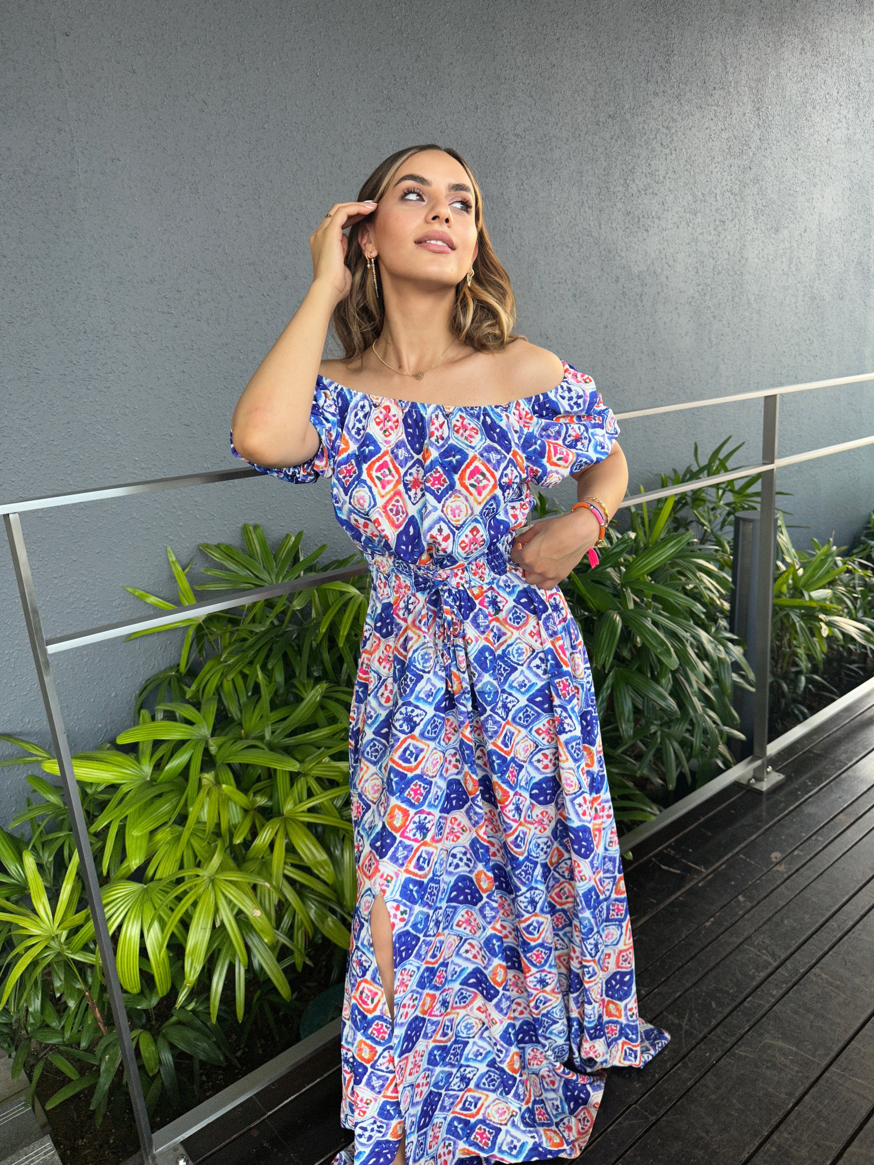 Long Split Dress Blue Beach