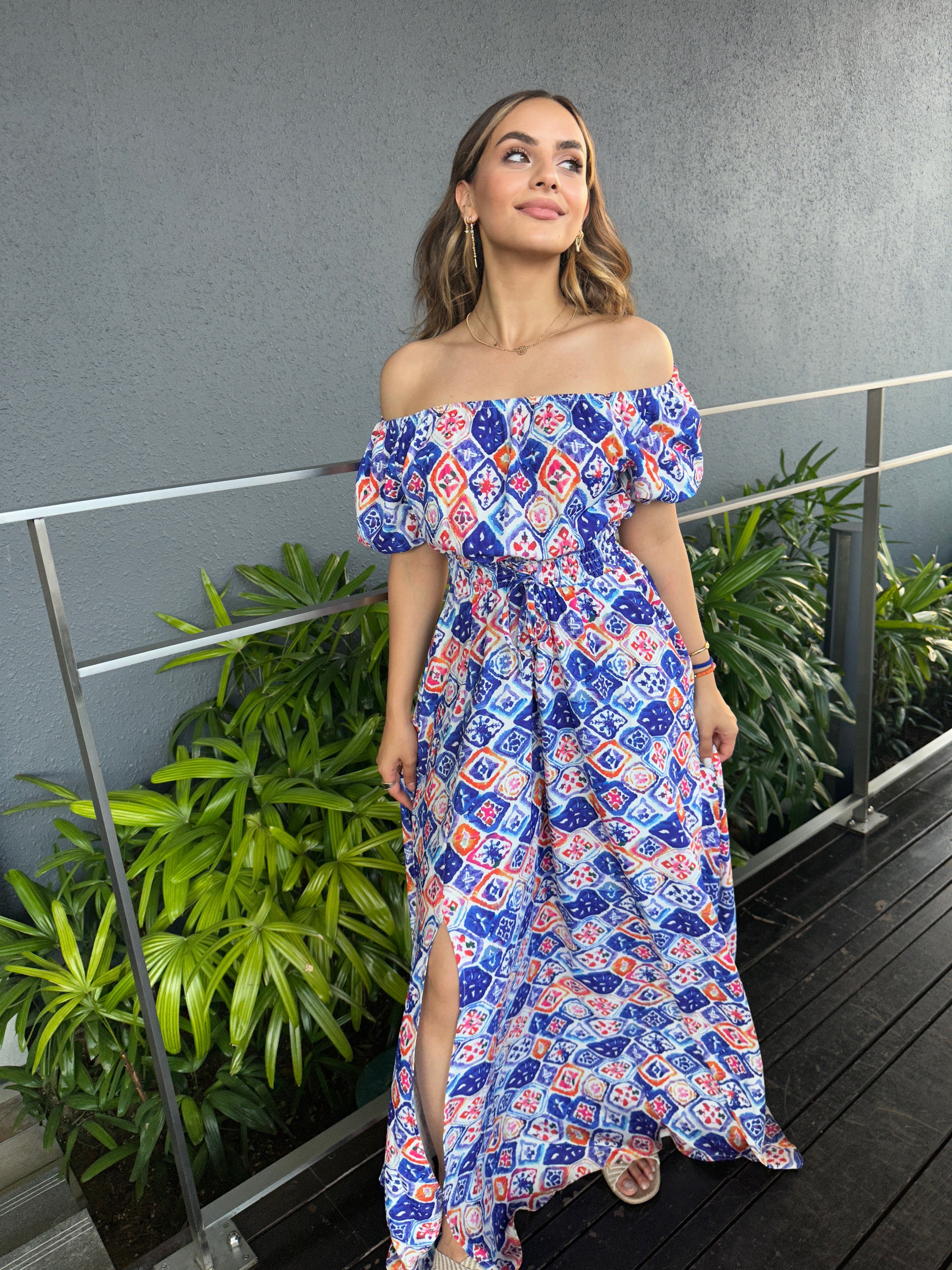 Long Split Dress Blue Beach