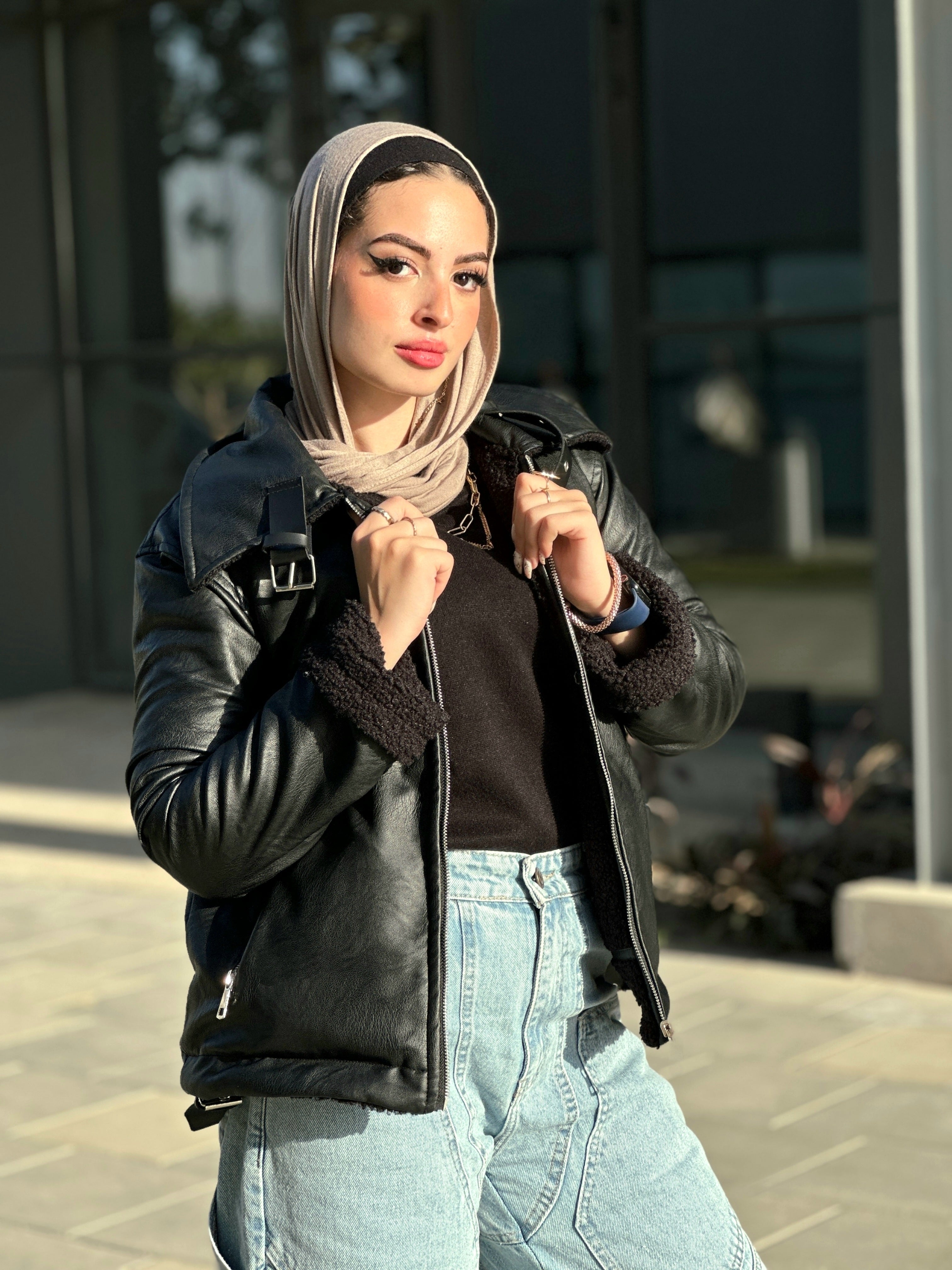 Teddy Leather 2 in 1 Jacket Midnight