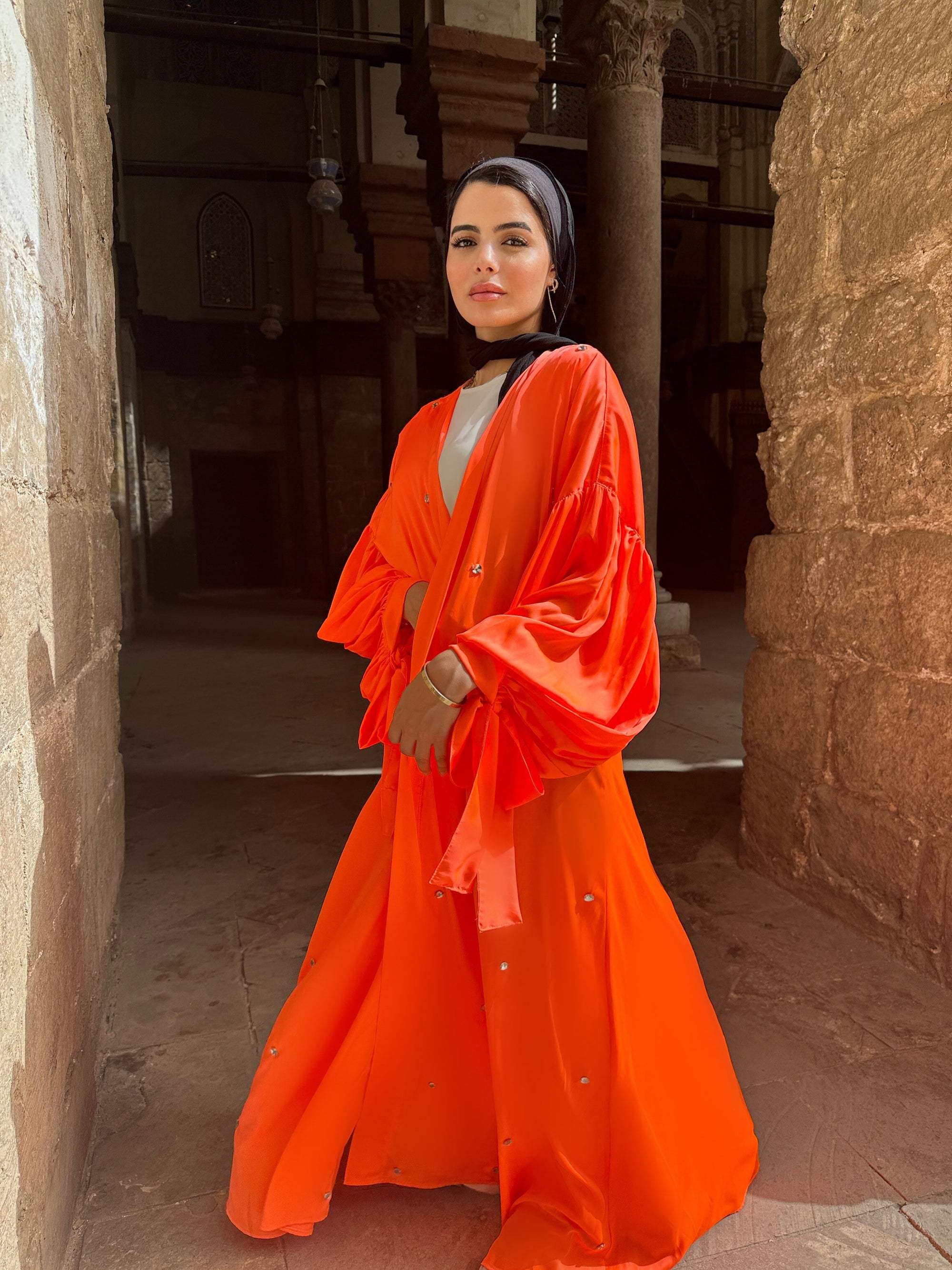 Frosted Queen Kaftan Electric Orange