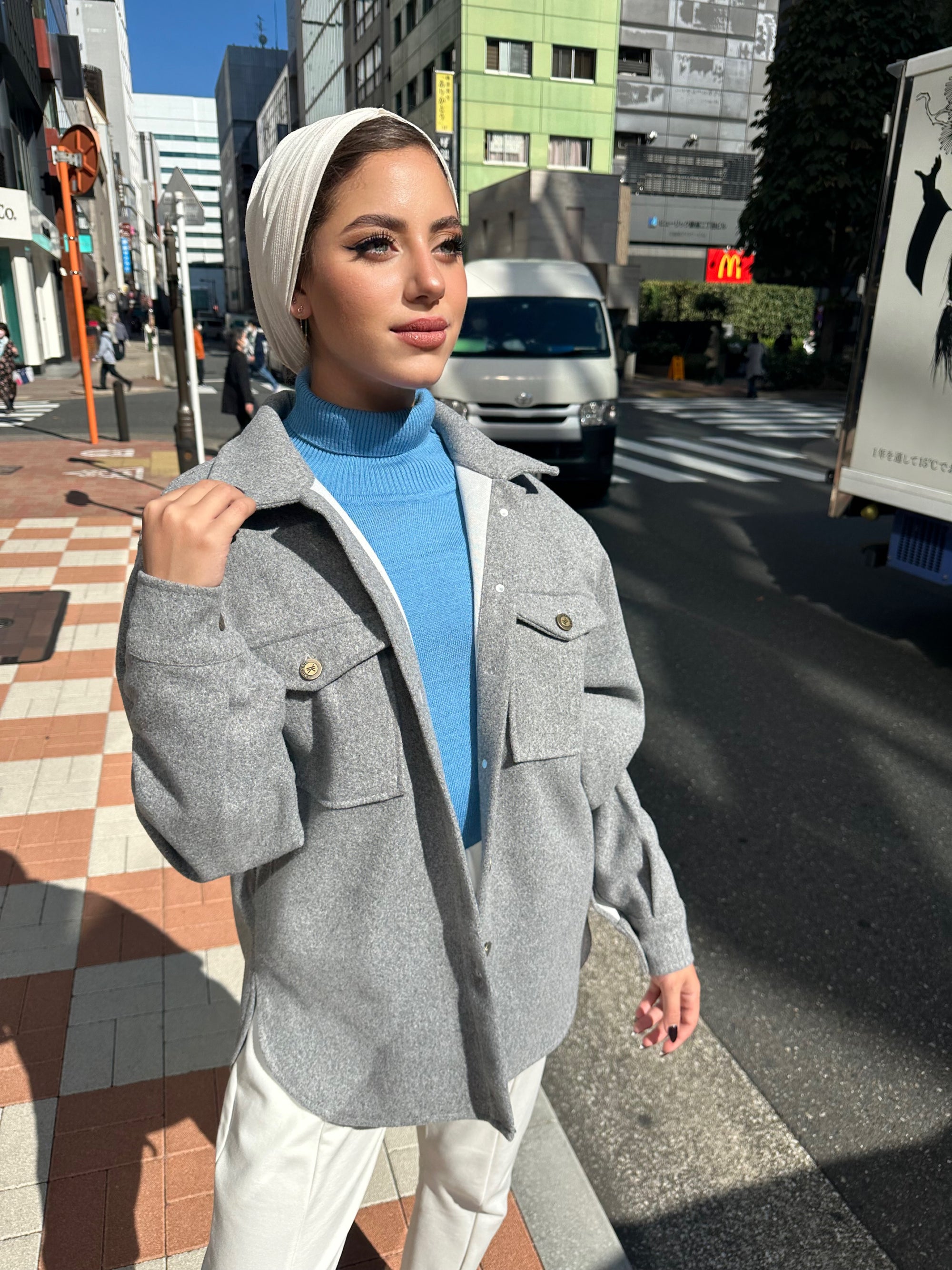 Her Shacket Heather Grey