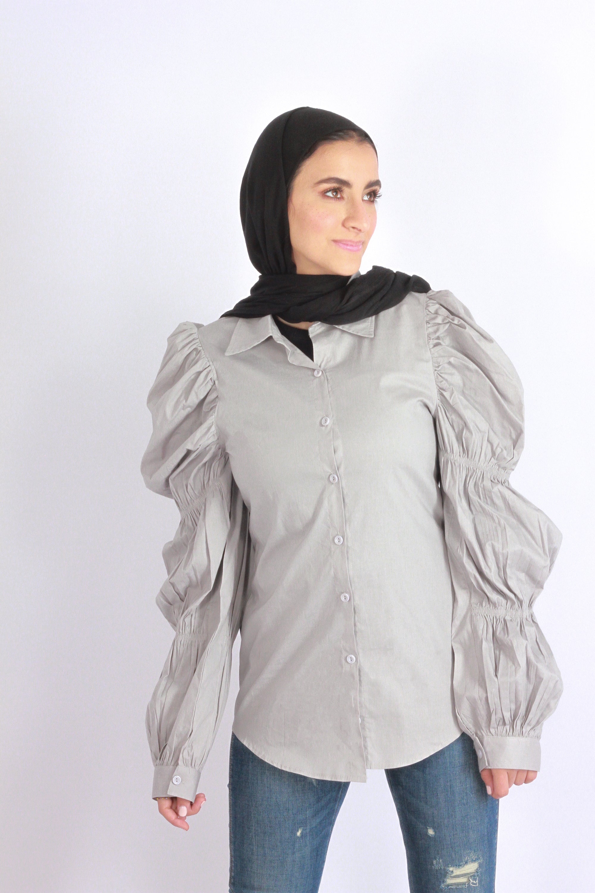 Double Puff Shirt Heather Grey