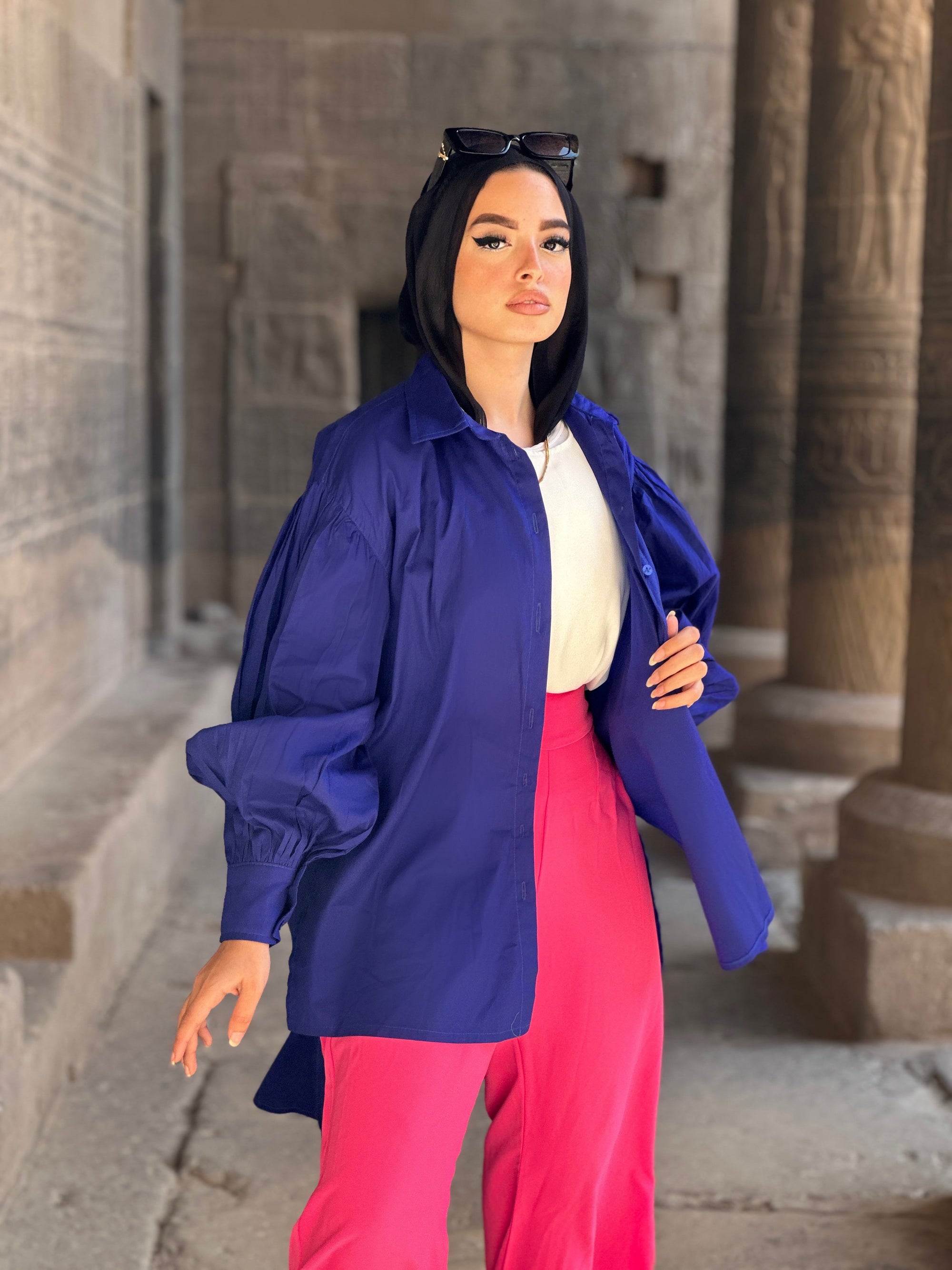 Long Basic Shirt Royal blue