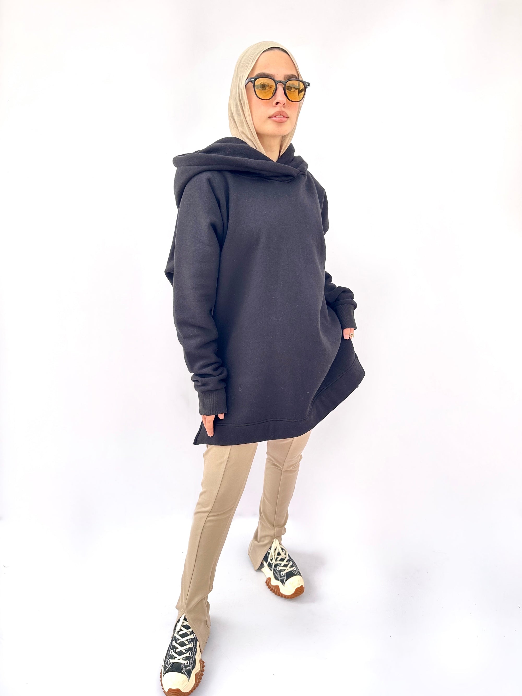 Less Me Split Skinny Beige Pants