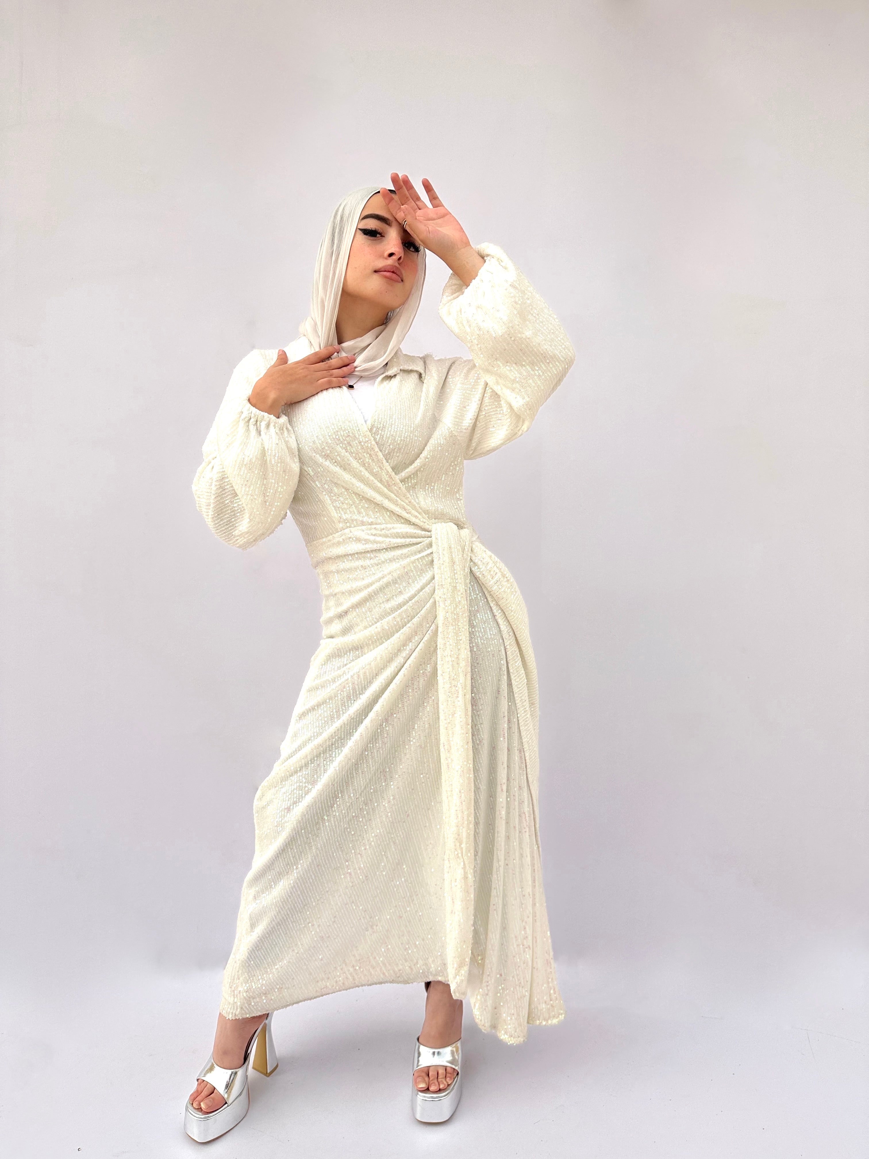 Wrappy Bling White Dress