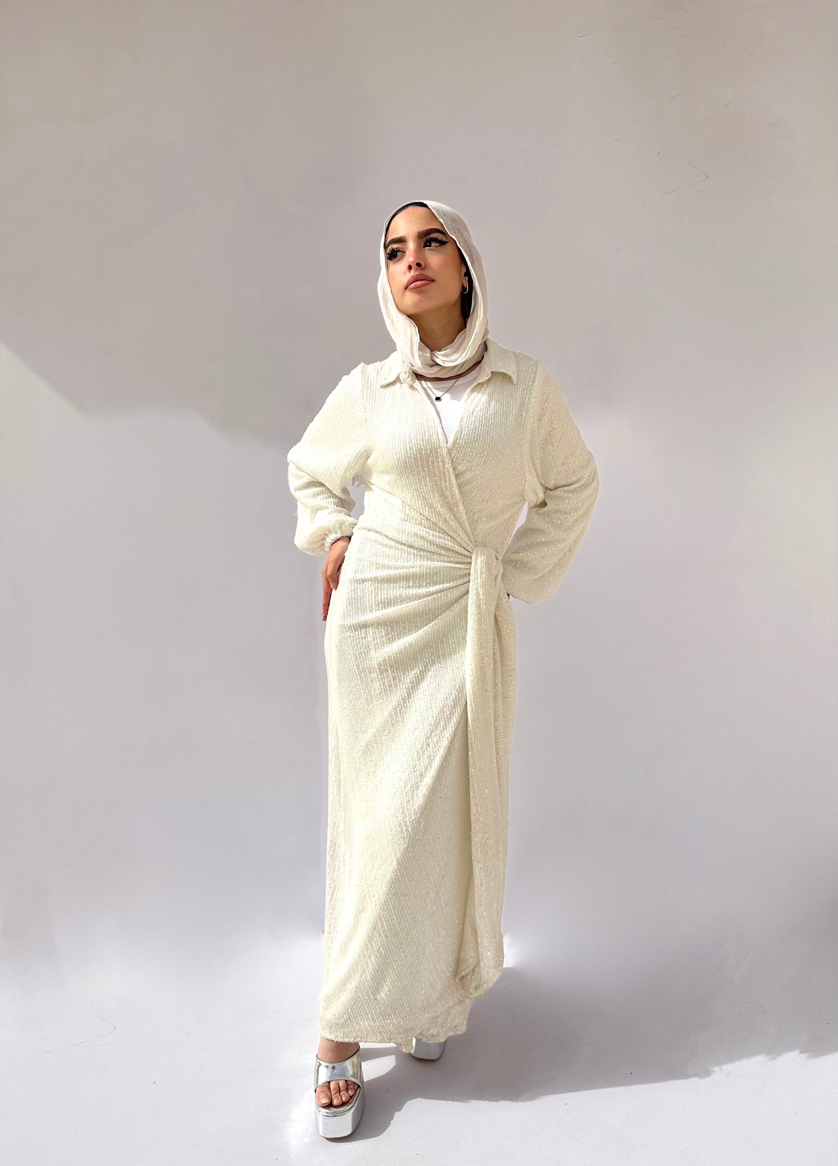 Wrappy Bling White Dress