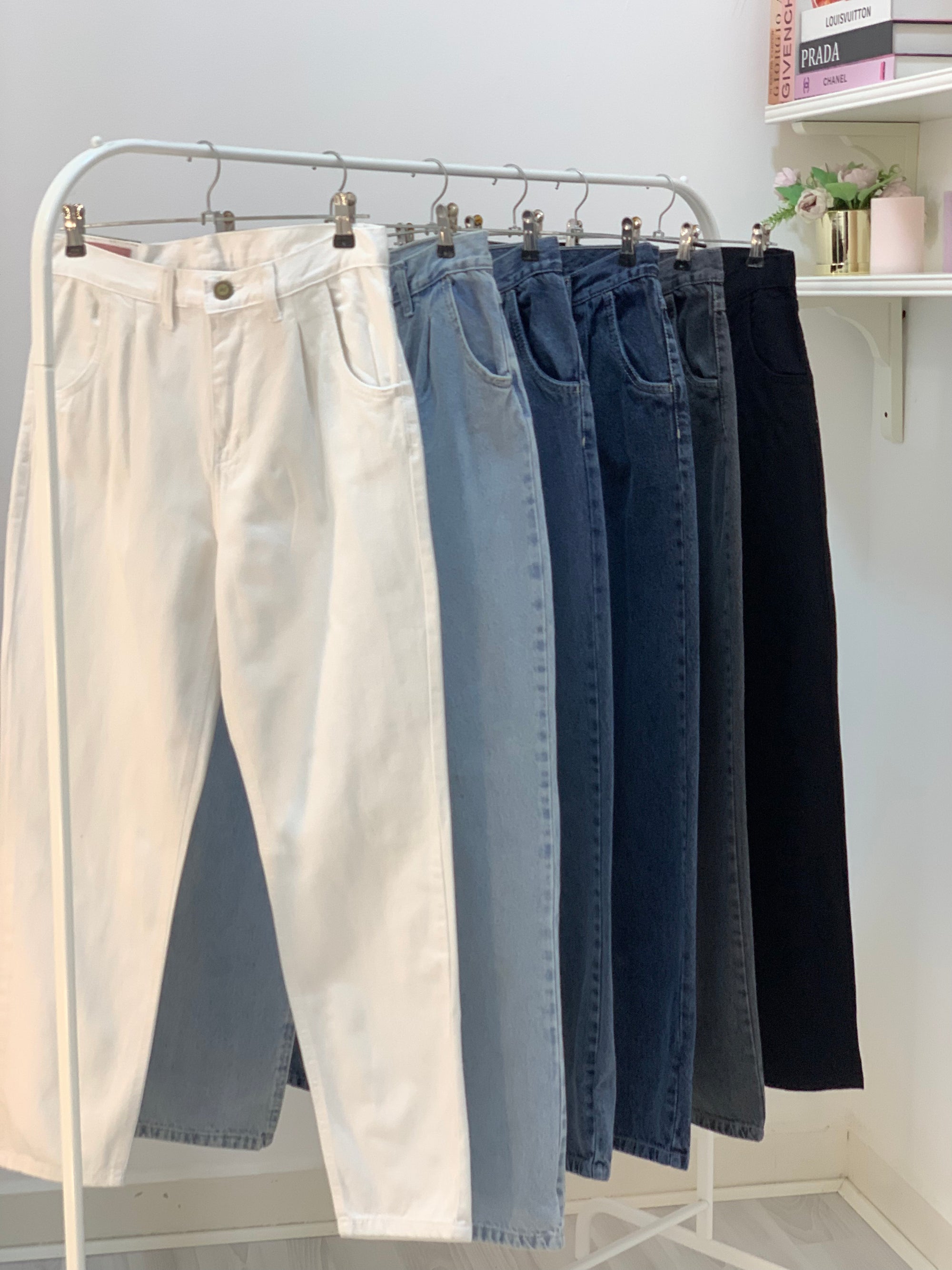 New Mom Fit Pants Jeans White