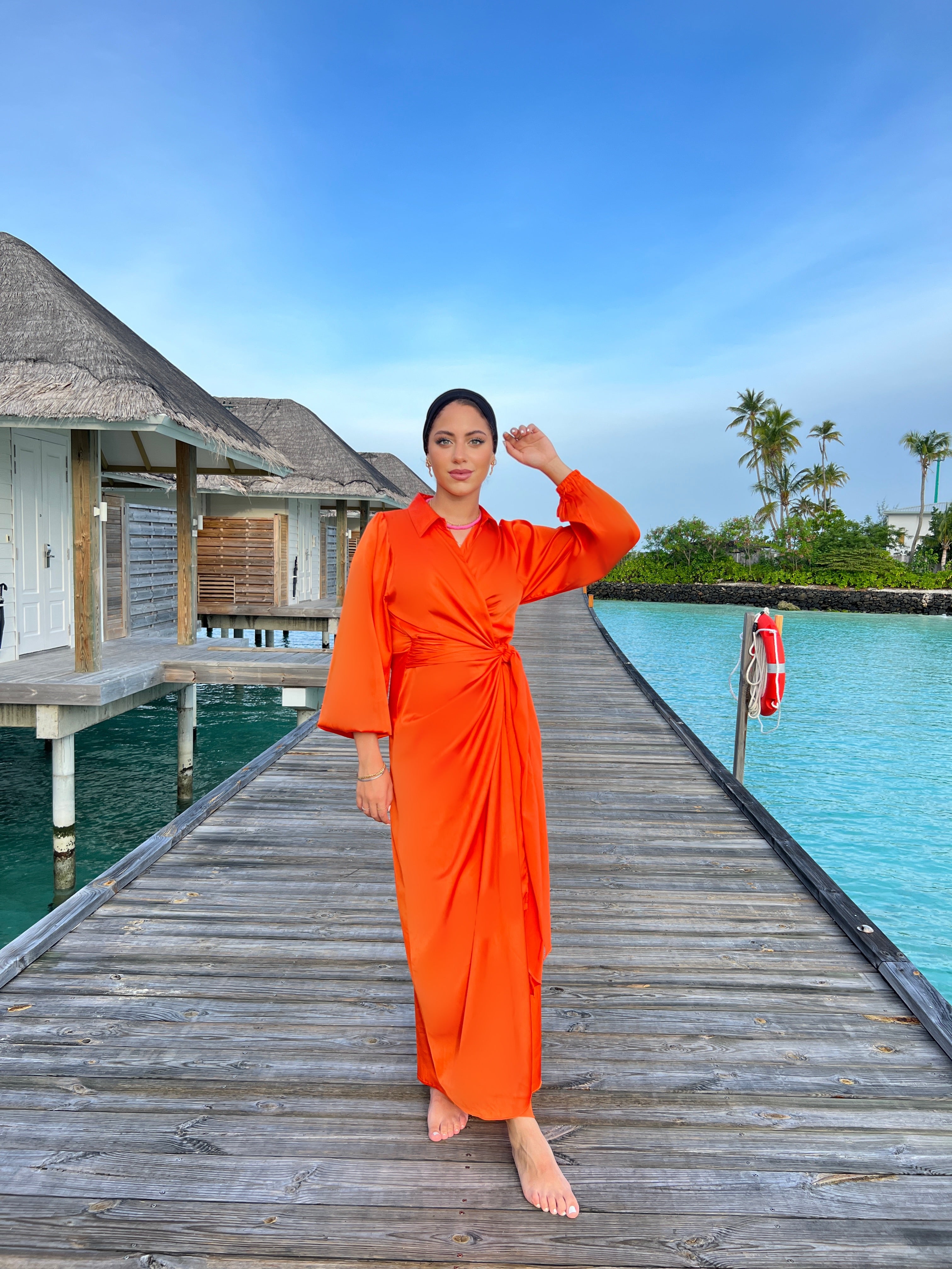 Silky Cardress Dress Orange