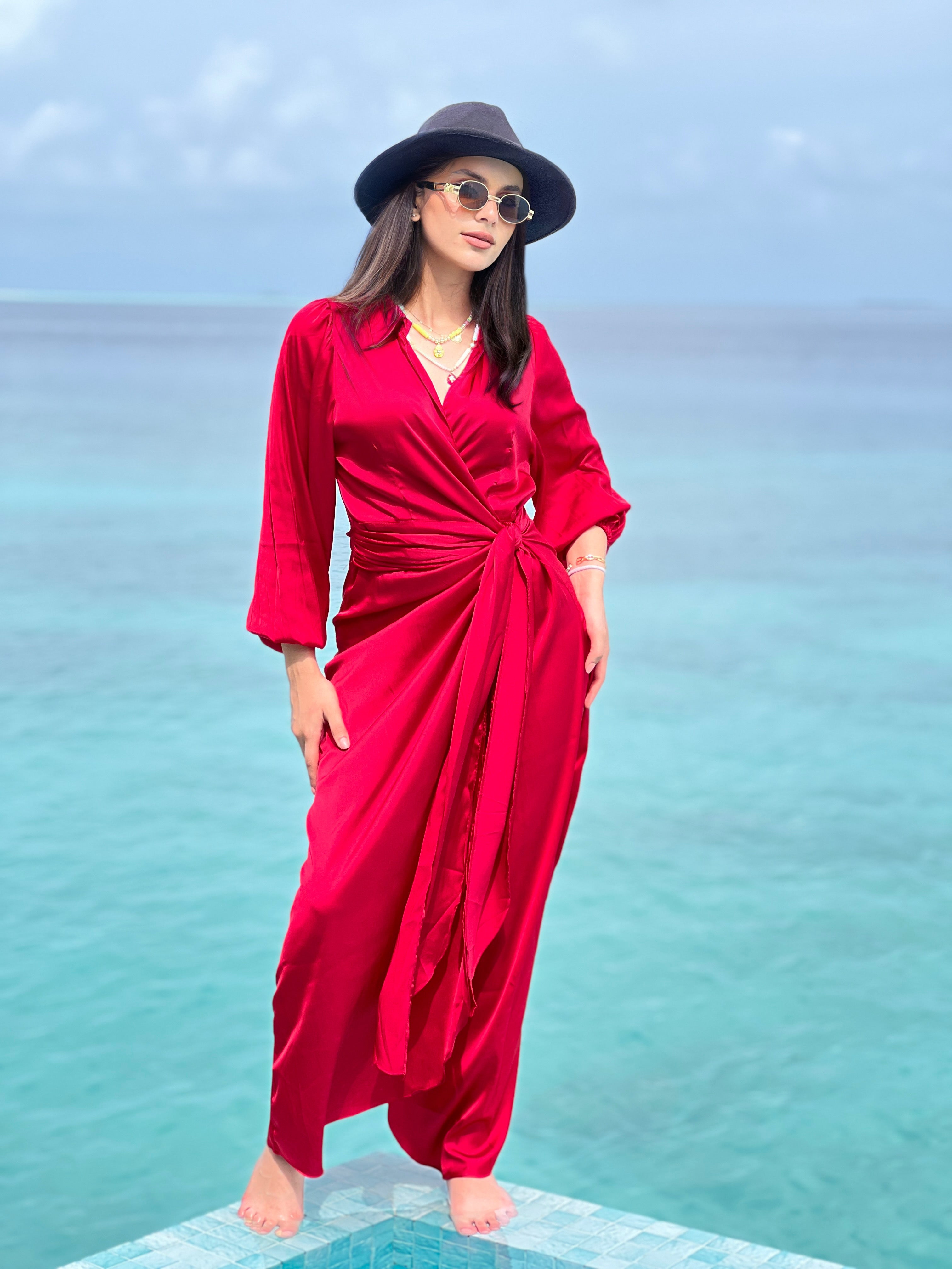 Silky Cardress Dress Cherry
