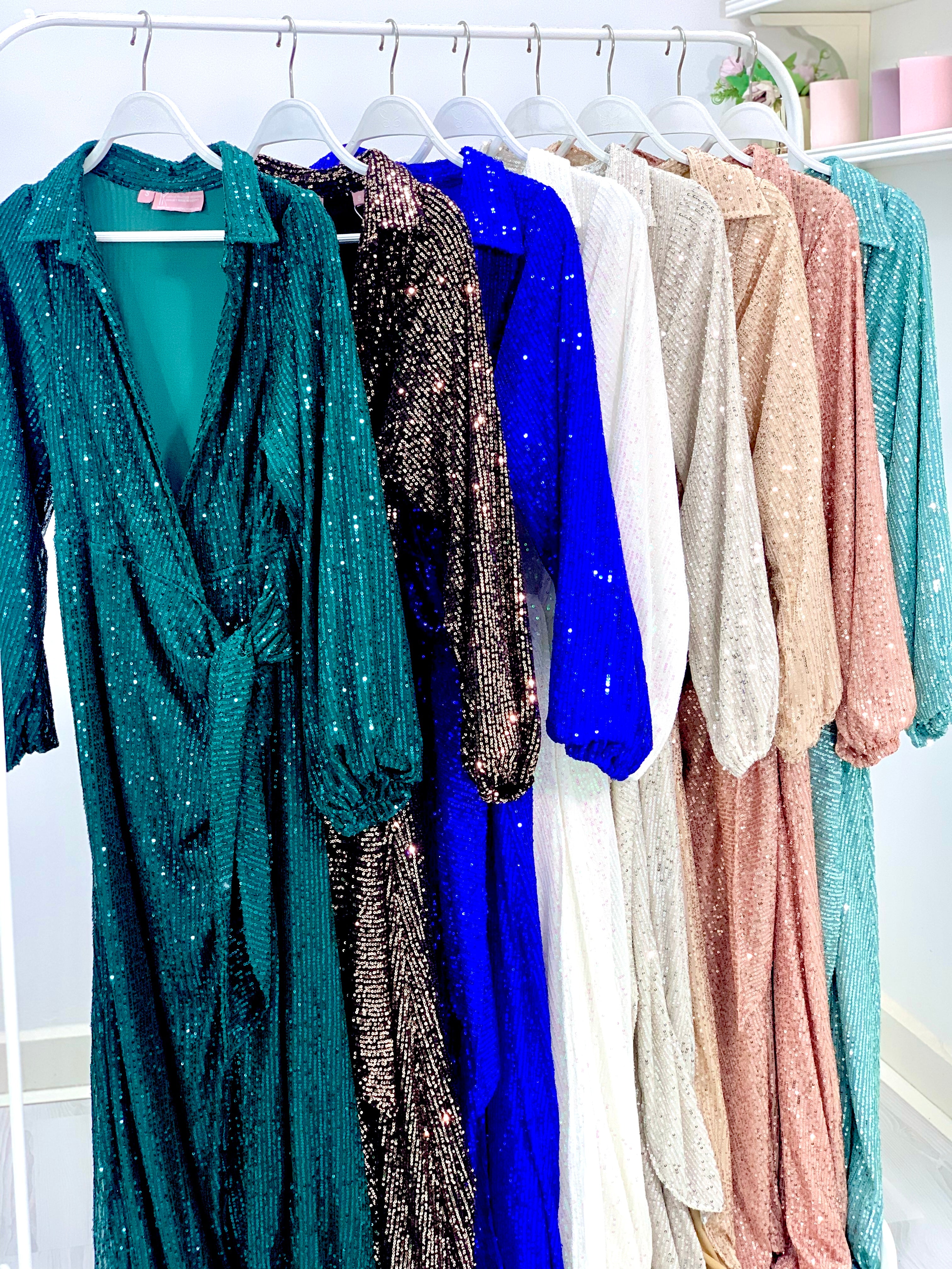 Wrappy Bling Emerald Green Dress