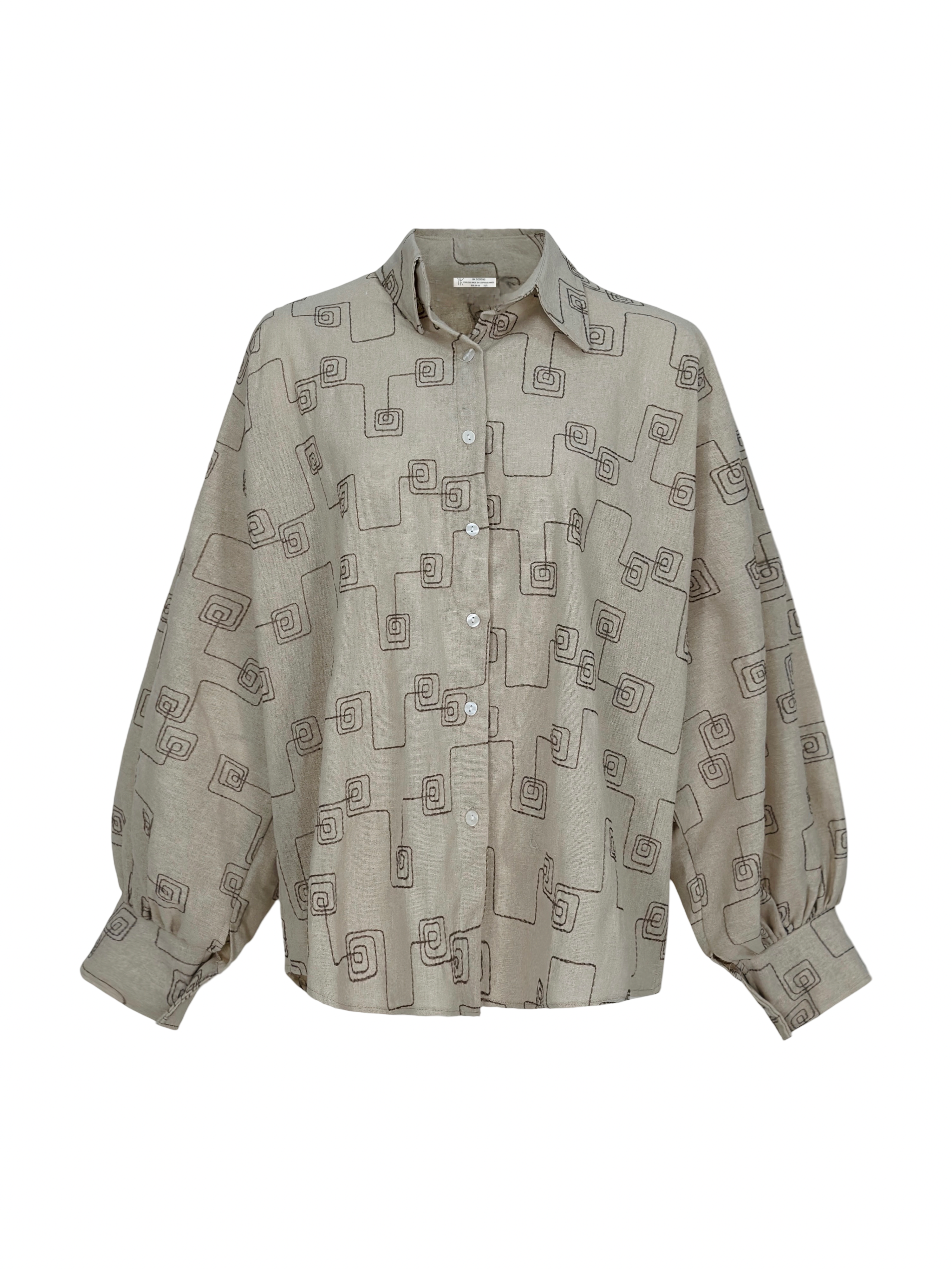 Oversized Embroidered Linen Shirt