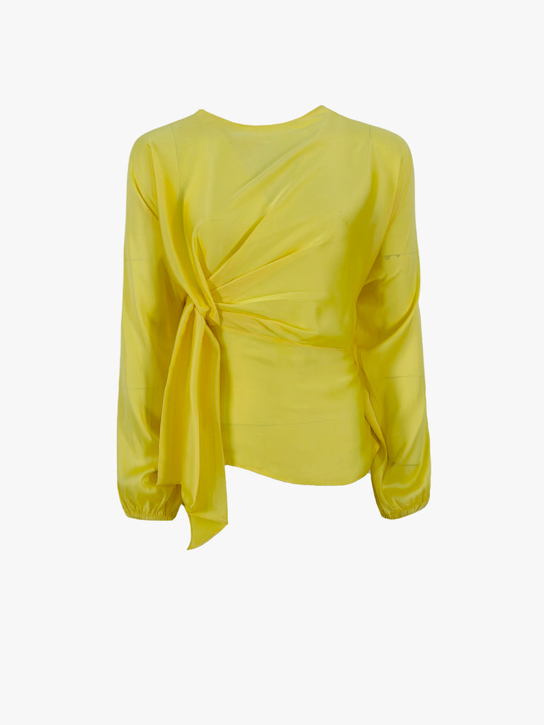 Knot Silky Blouse Pale Yellow