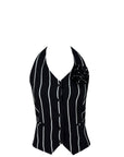 Fiore Stripped Set Vest Black