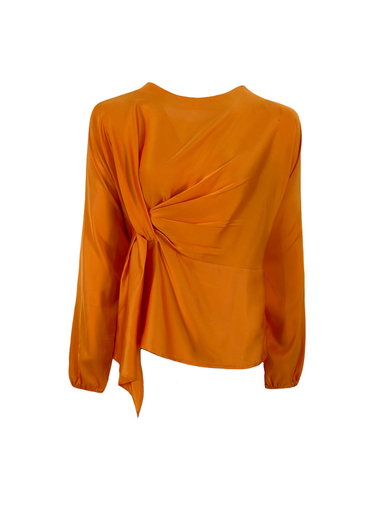 Knot Silky Blouse Burnet Orange